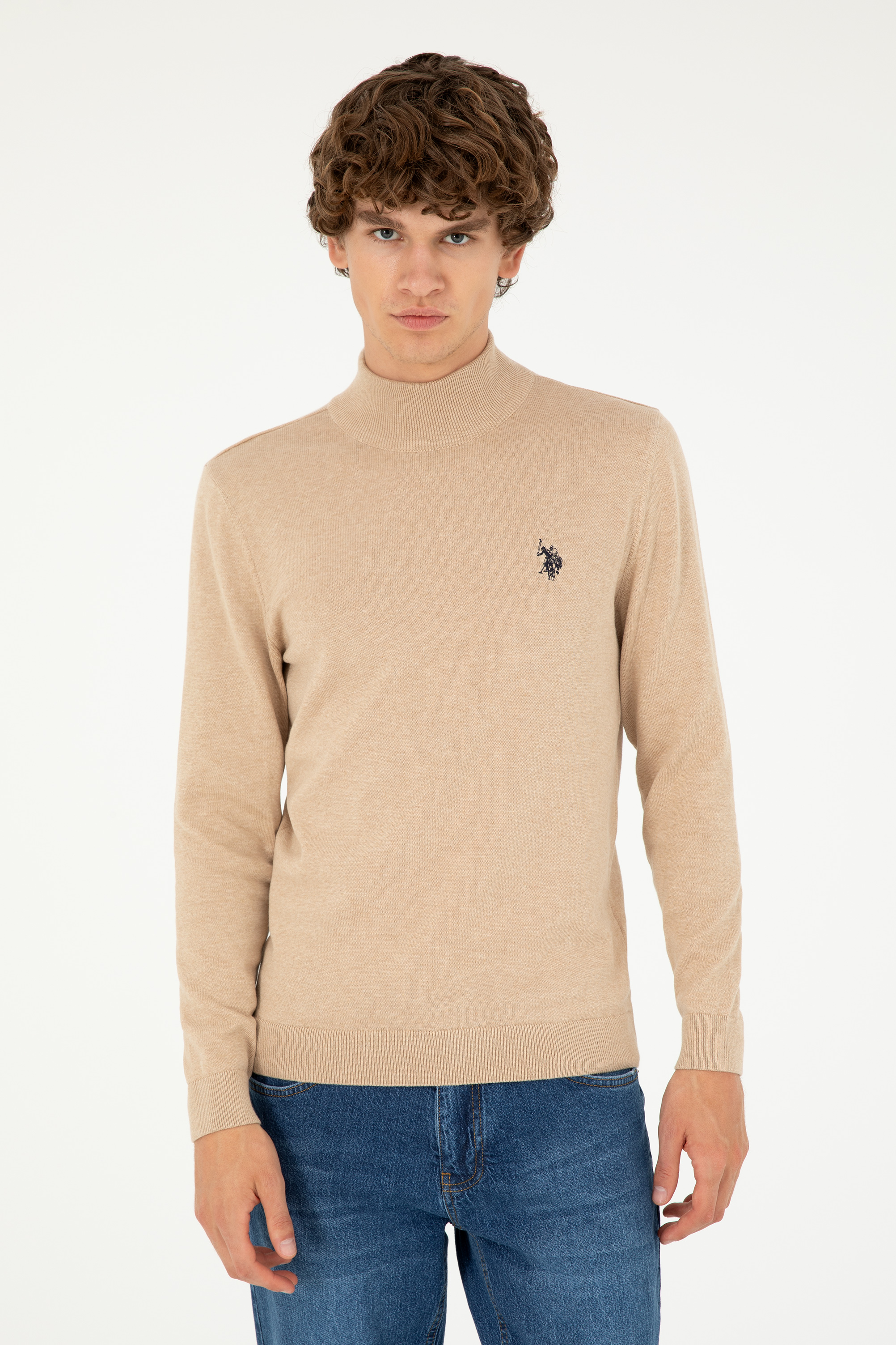 بافت بیسیک کرمی ملانژ اندامی مردانه یو اس پولو | US POLO ASSN