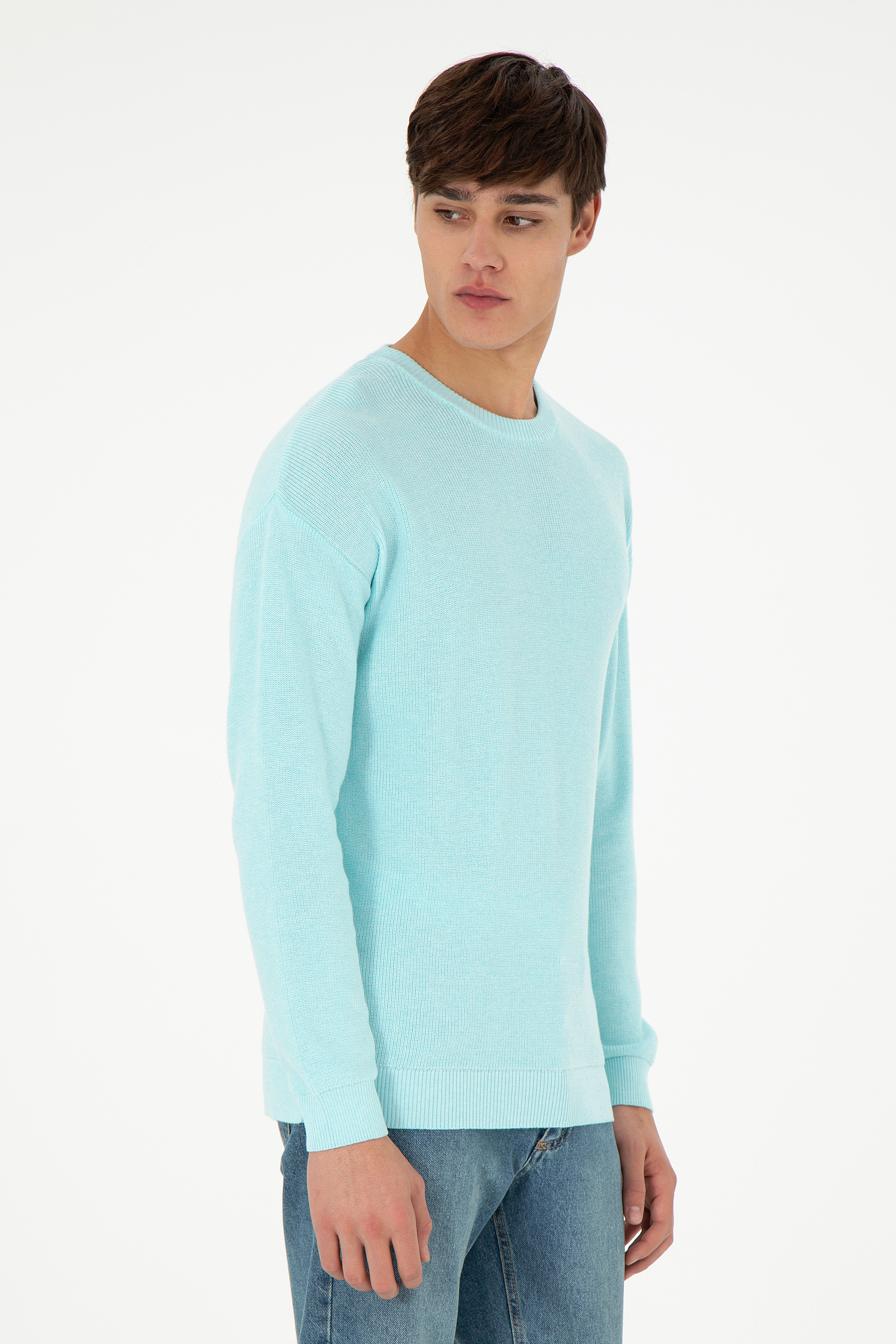 بافت یقه گرد آبی رگولار مردانه یو اس پولو | US POLO ASSN