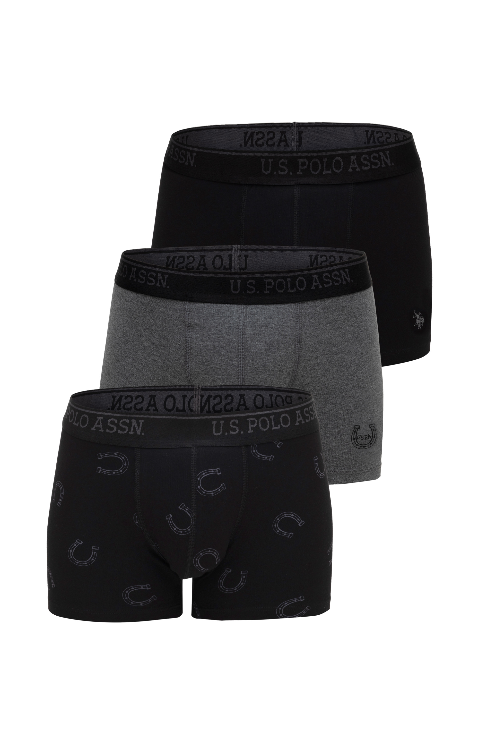 سه عدد ست باکسر سیاه استاندارد فیت مردانه یو اس پولو | US POLO ASSN