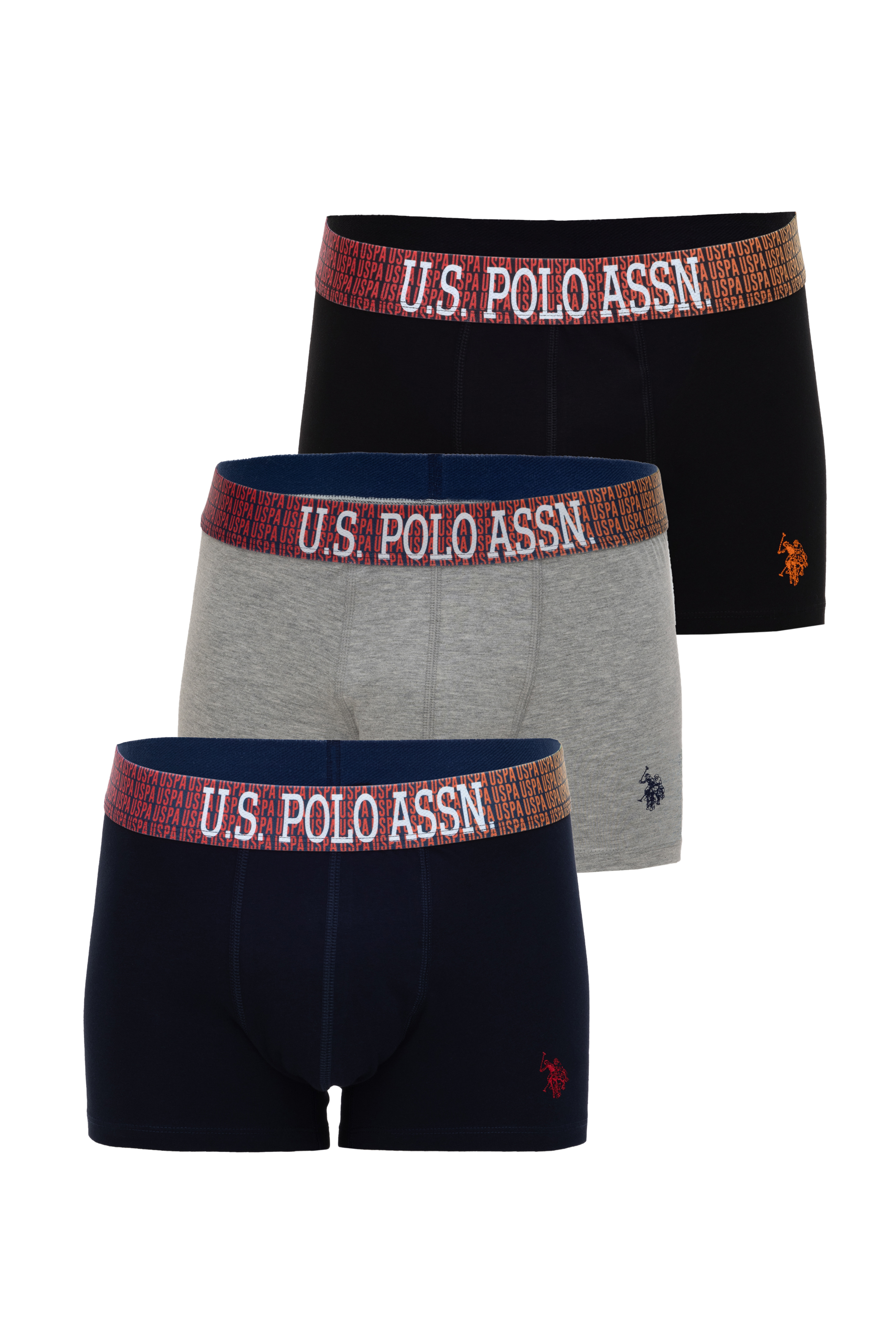 سه عدد ست باکسر سیاه استاندارد فیت مردانه یو اس پولو | US POLO ASSN