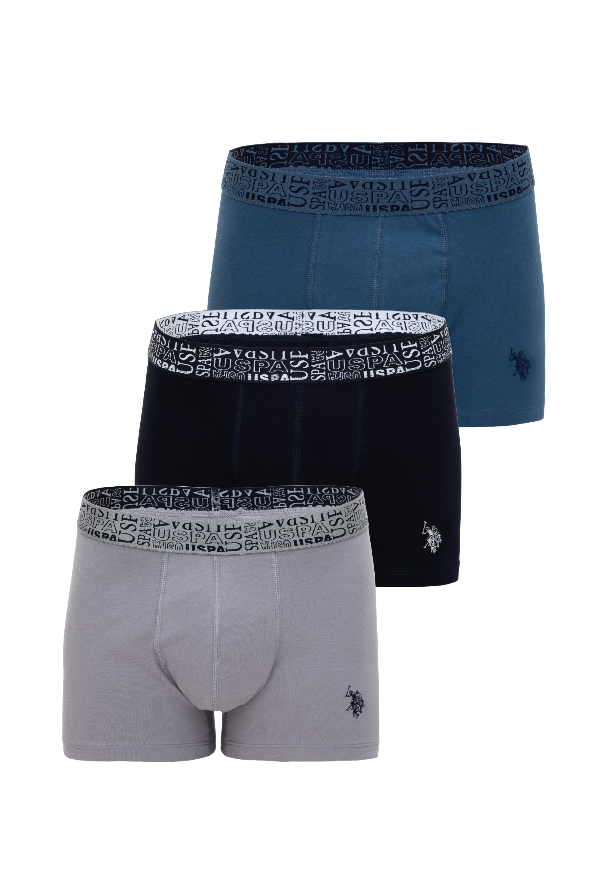 سه عدد ست باکسر لاجورد استاندارد فیت مردانه یو اس پولو | US POLO ASSN