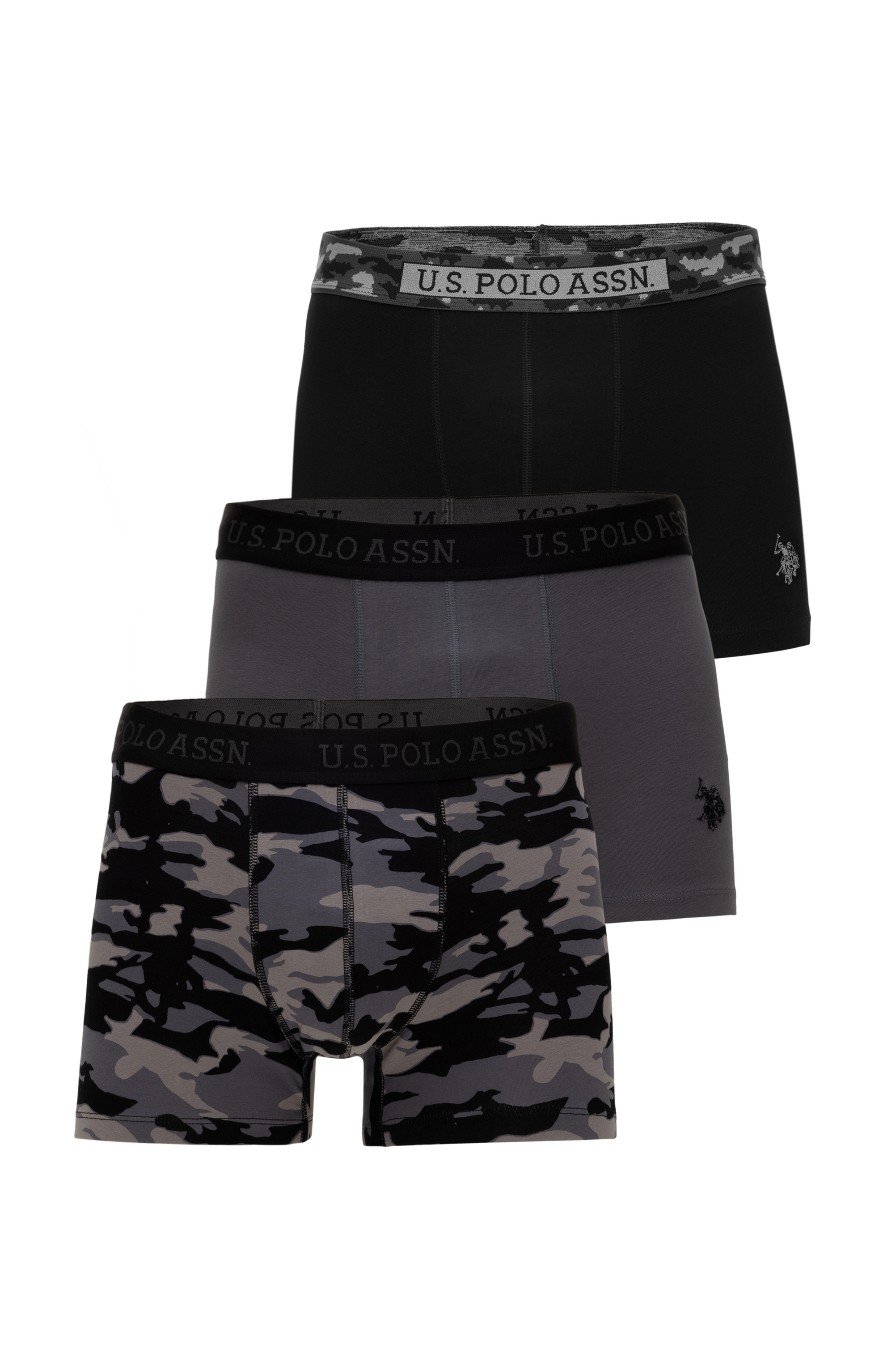 سه عدد ست باکسر سیاه استاندارد فیت مردانه یو اس پولو | US POLO ASSN