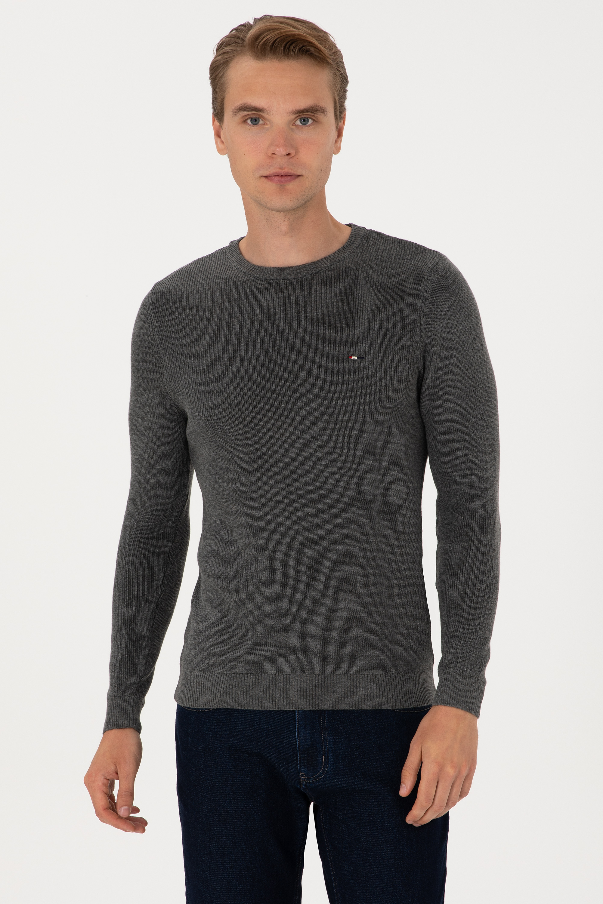 بافت بیسیک زغالی ملانژ Ex.Slim مردانه یو اس پولو | US POLO ASSN