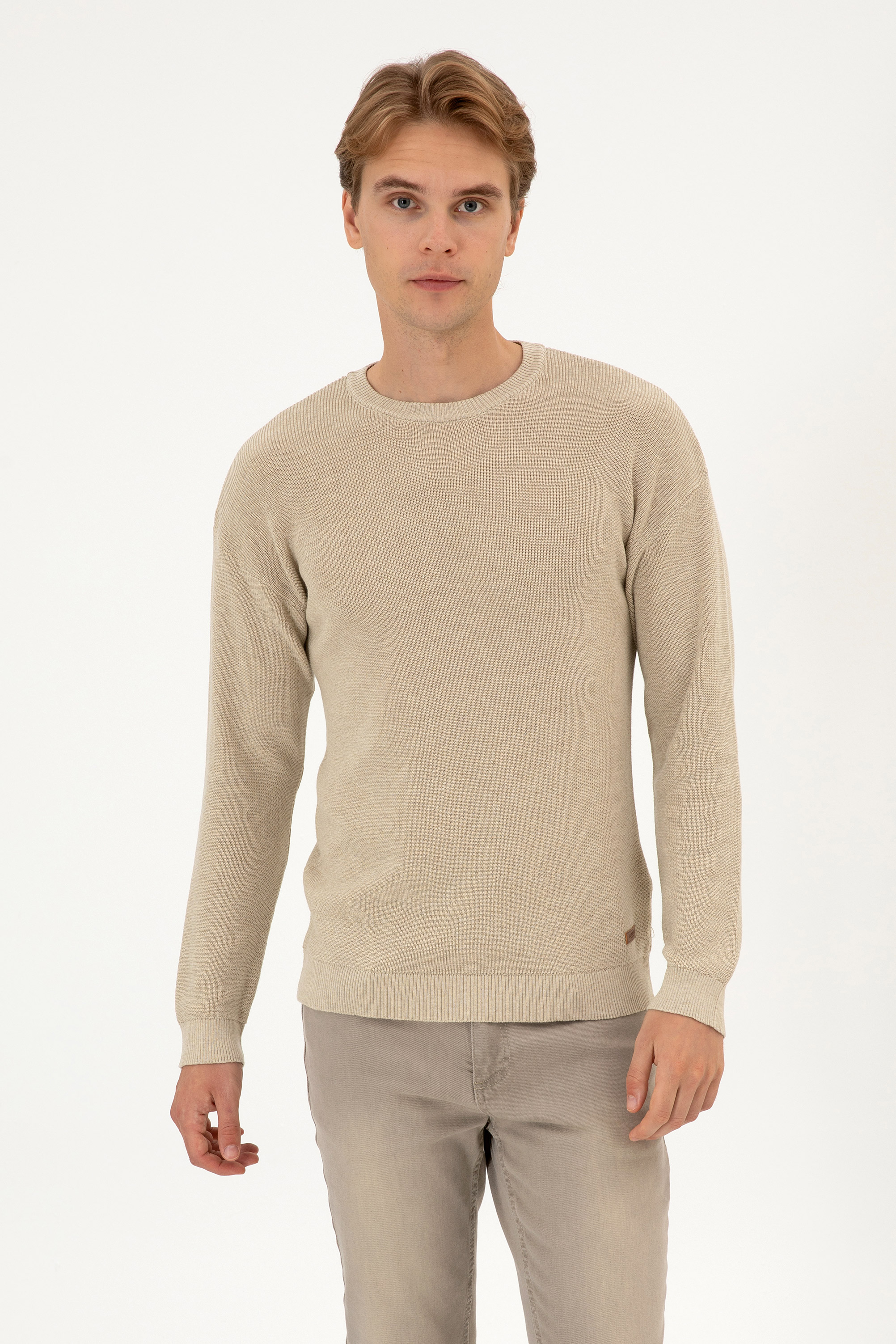بافت بیسیک کرمی ملانژ ریلکس مردانه یو اس پولو | US POLO ASSN