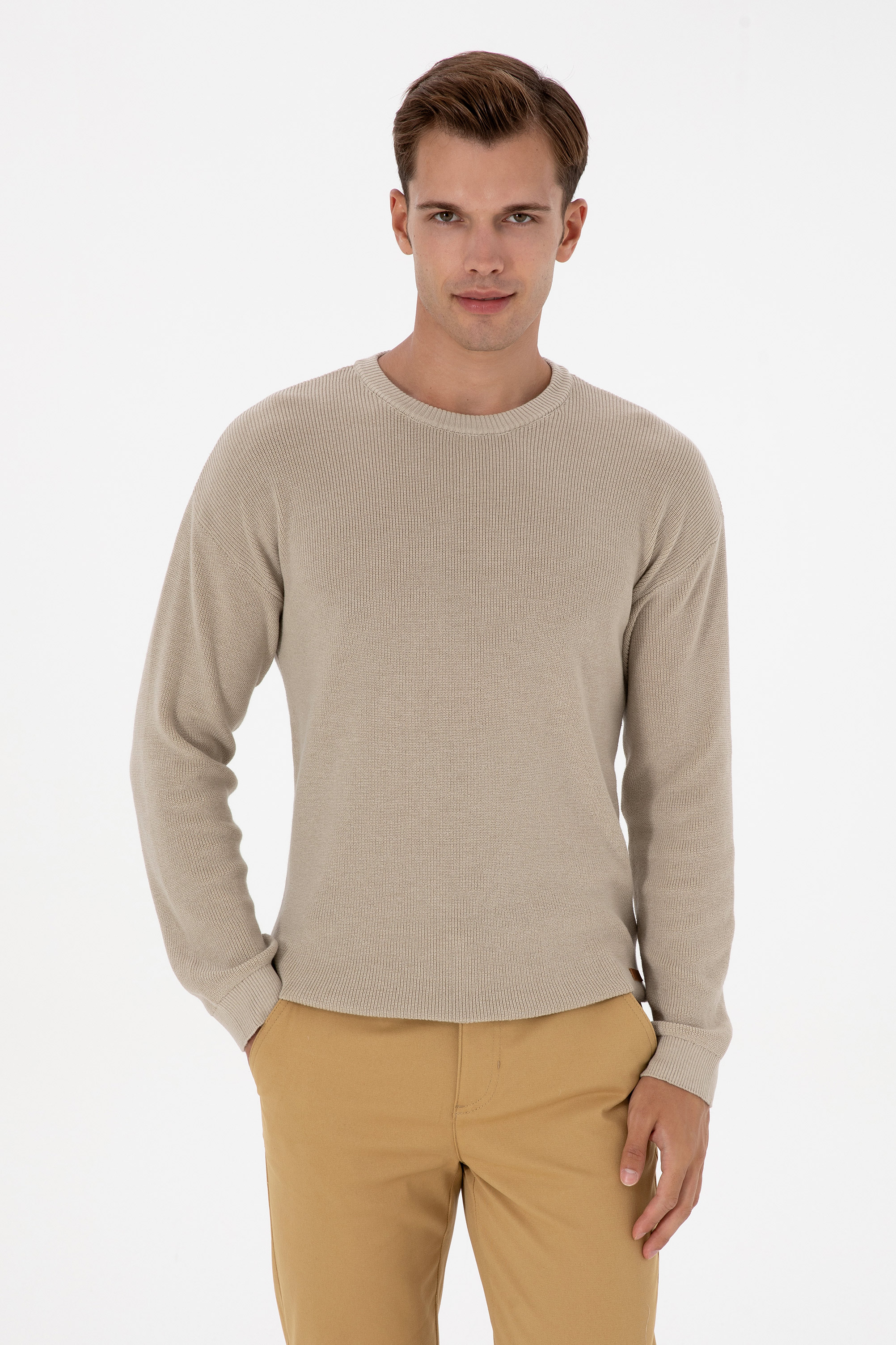 بافت بیسیک خاکستری ملانژ ریلکس مردانه یو اس پولو | US POLO ASSN