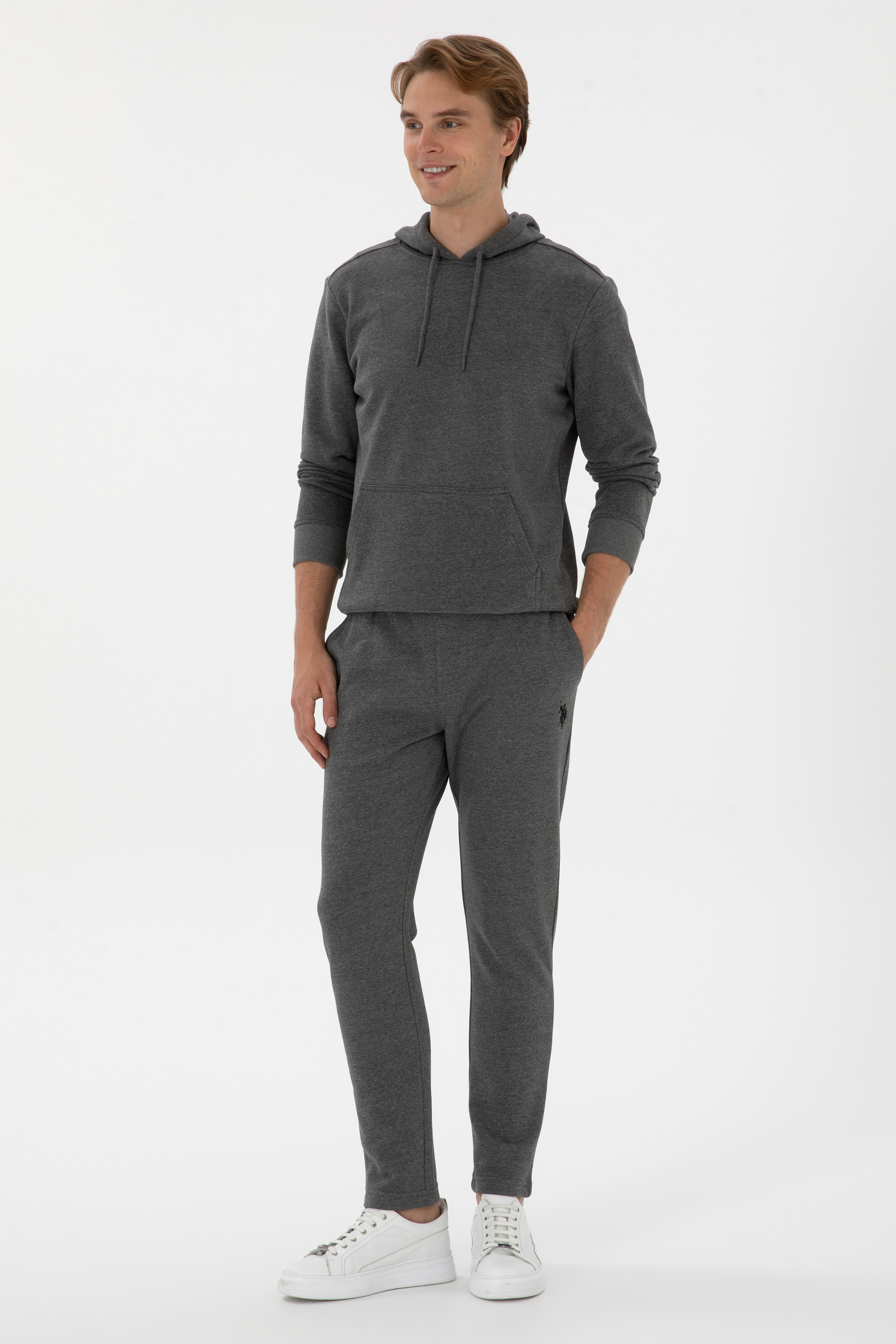شلوار ورزشی زغالی ملانژ اندامی مردانه یو اس پولو | US POLO ASSN