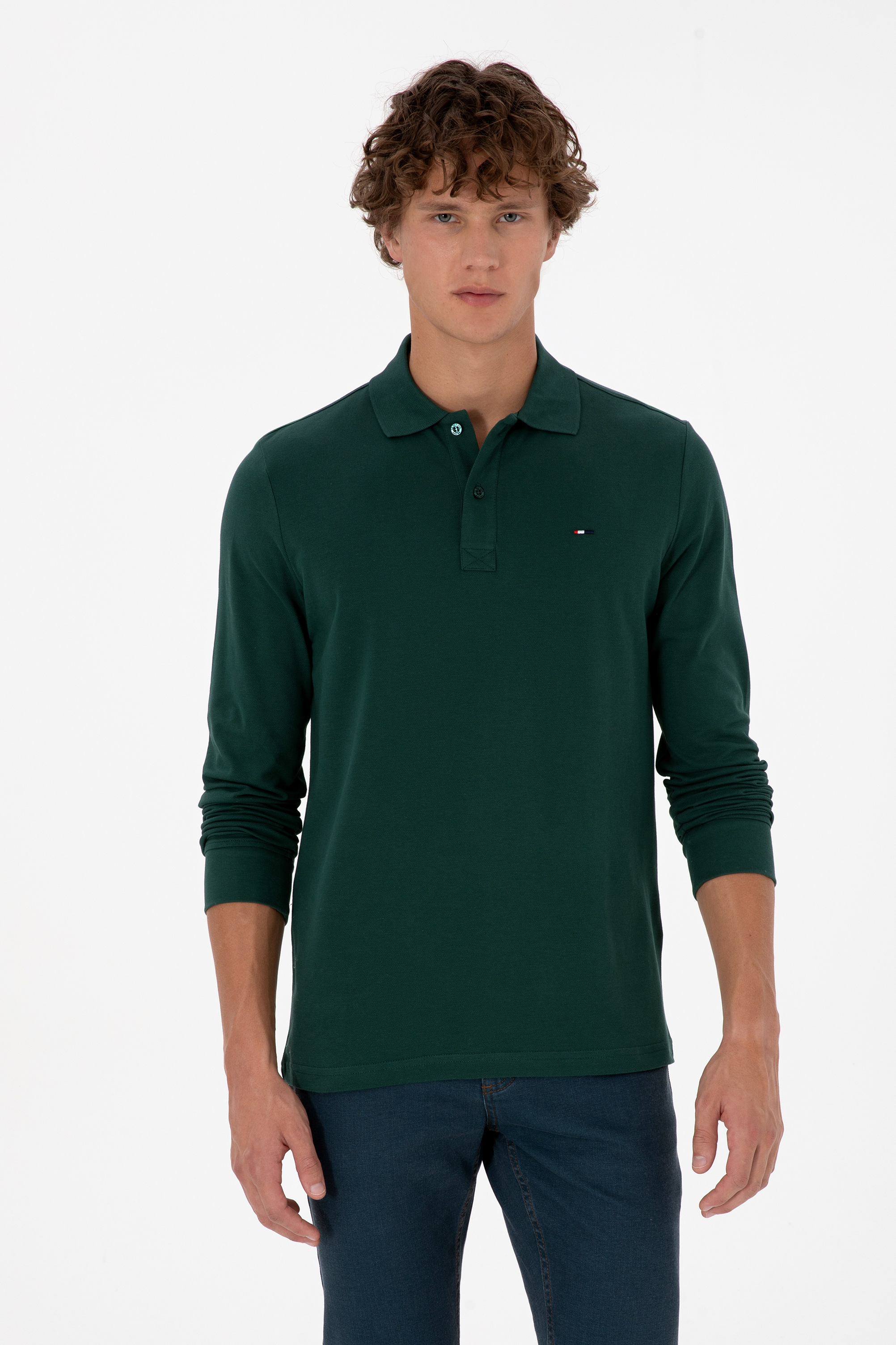 سویشرت بیسیک سبز تیره رگولار مردانه یو اس پولو | US POLO ASSN
