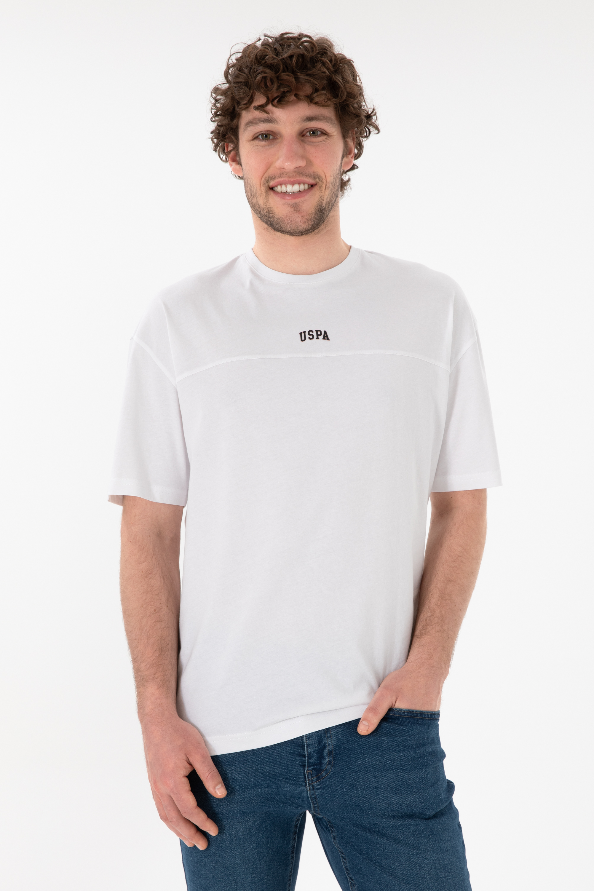تی شرت یقه گرد سفید ریلکس مردانه یو اس پولو | US POLO ASSN