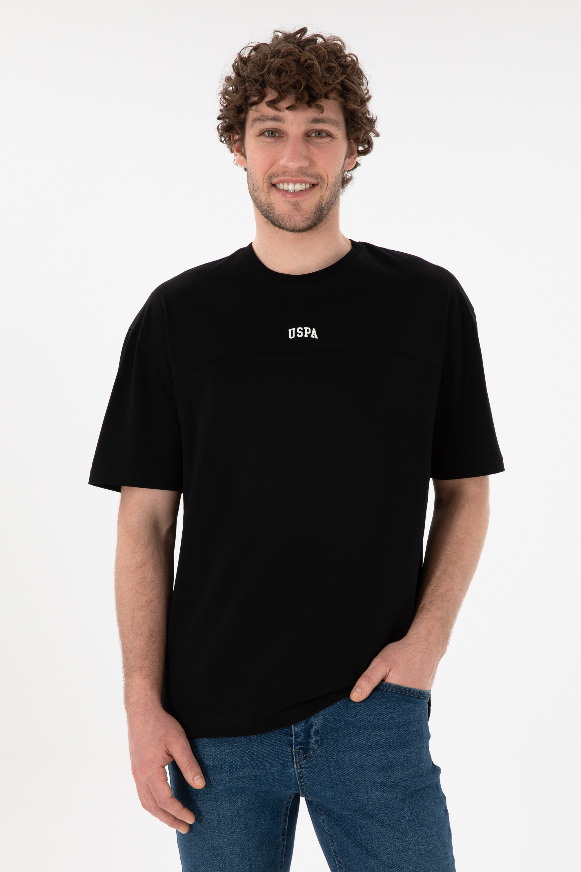 تی شرت یقه گرد سیاه ریلکس مردانه یو اس پولو | US POLO ASSN