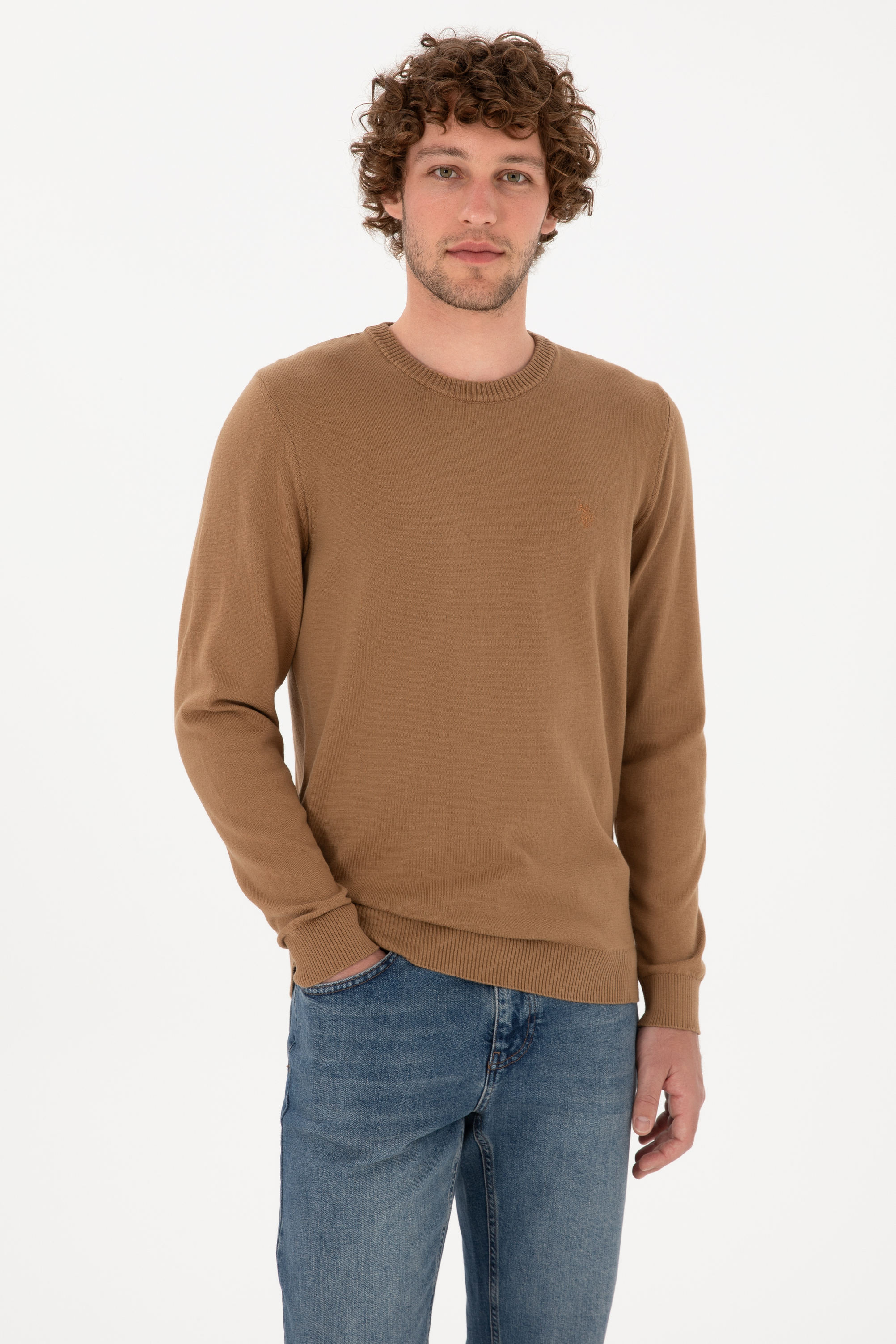 بافت بیسیک شتری اندامی مردانه یو اس پولو | US POLO ASSN