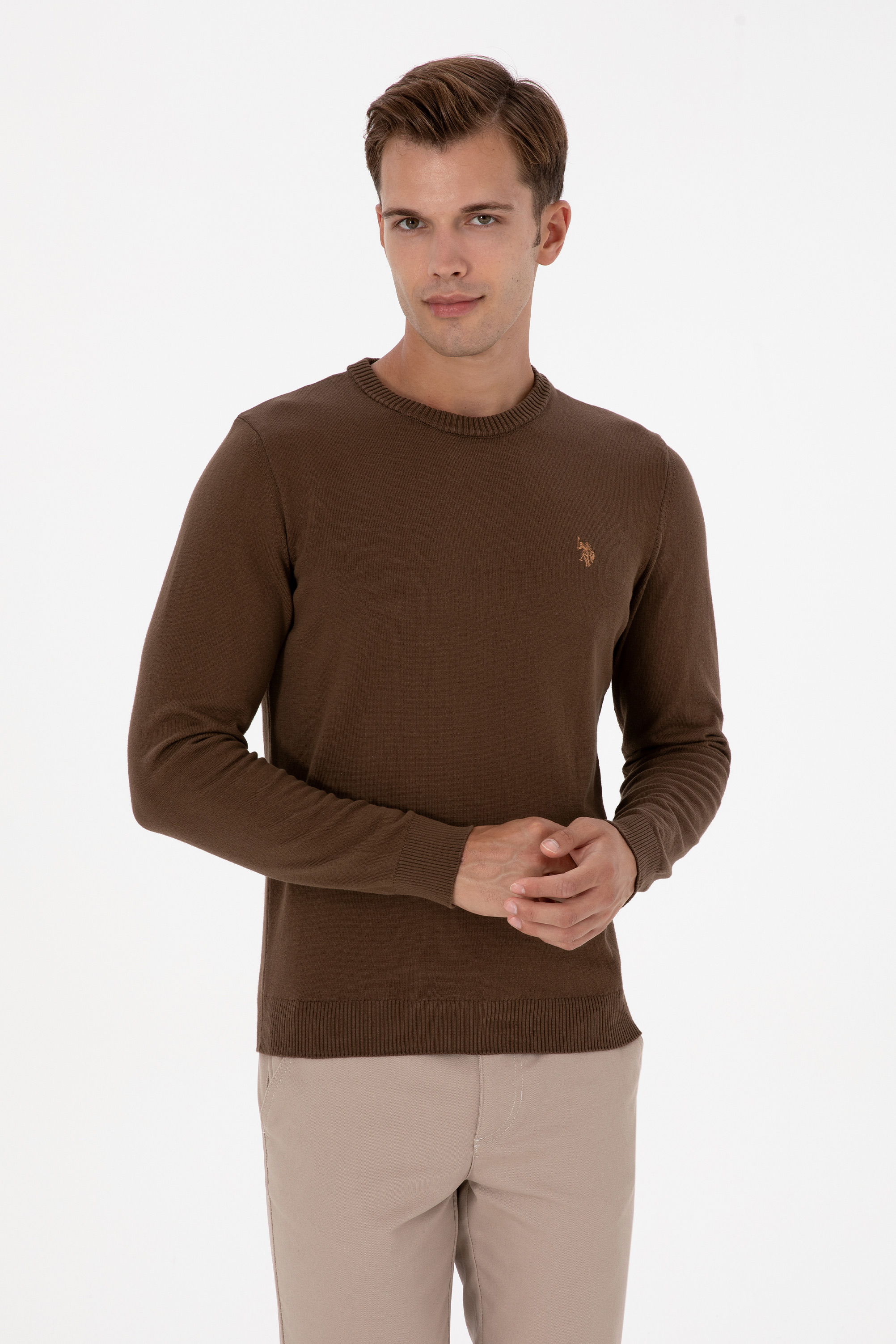 بافت بیسیک قهوه ای اندامی مردانه یو اس پولو | US POLO ASSN
