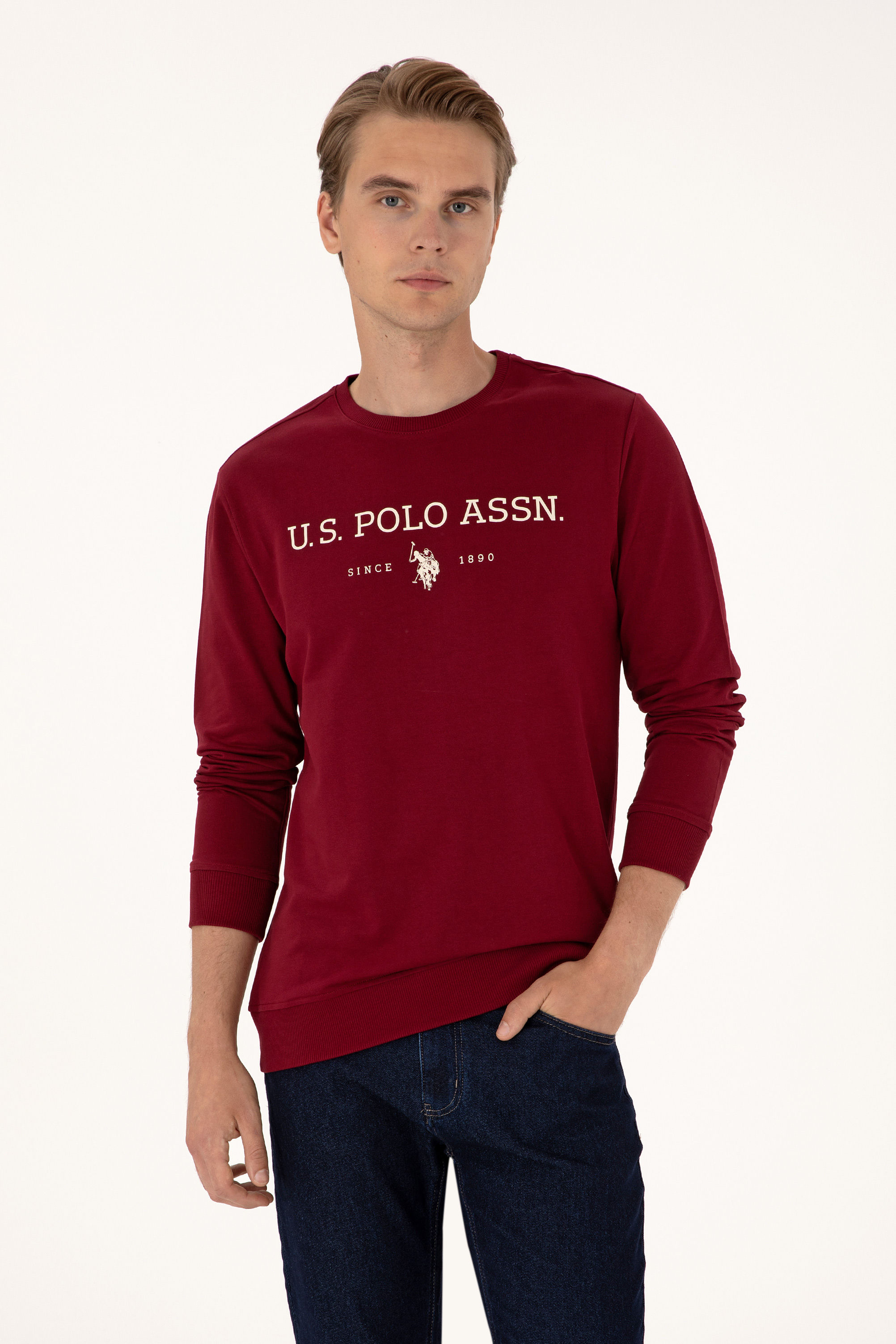سویشرت بیسیک بورگاندی رگولار مردانه یو اس پولو | US POLO ASSN