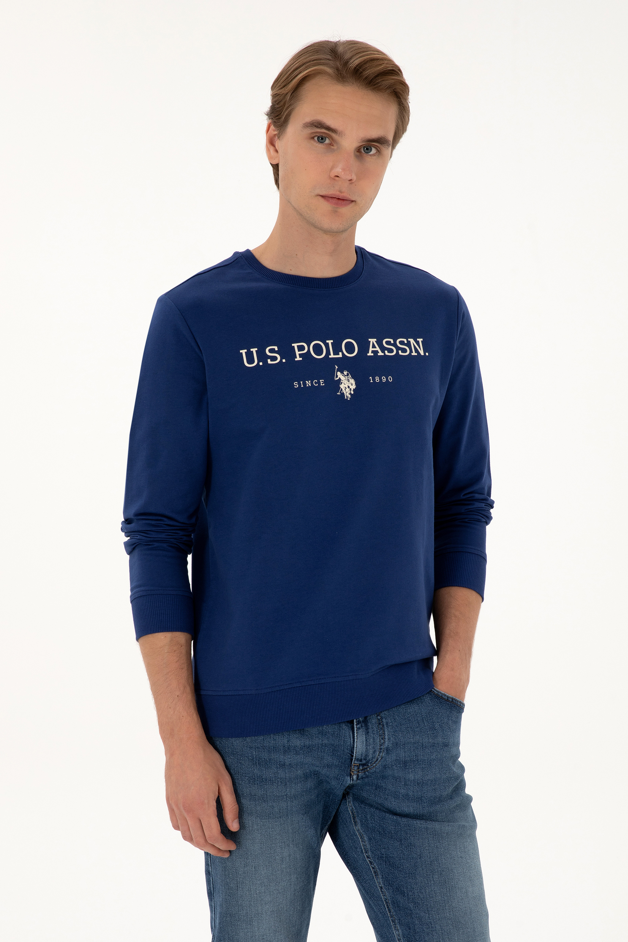 سویشرت بیسیک نیلی رگولار مردانه یو اس پولو | US POLO ASSN