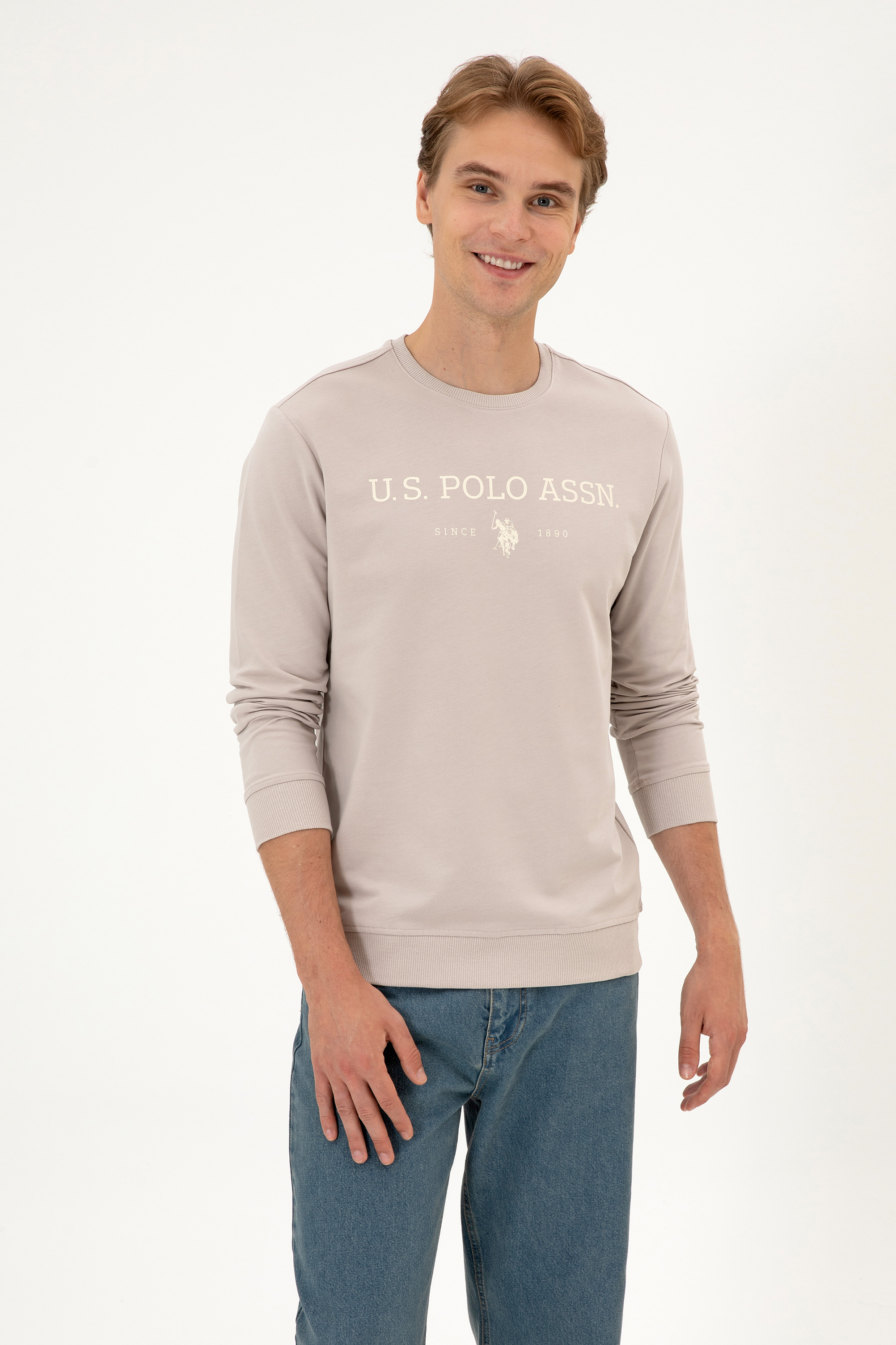 سویشرت بیسیک خاکستری رگولار مردانه یو اس پولو | US POLO ASSN