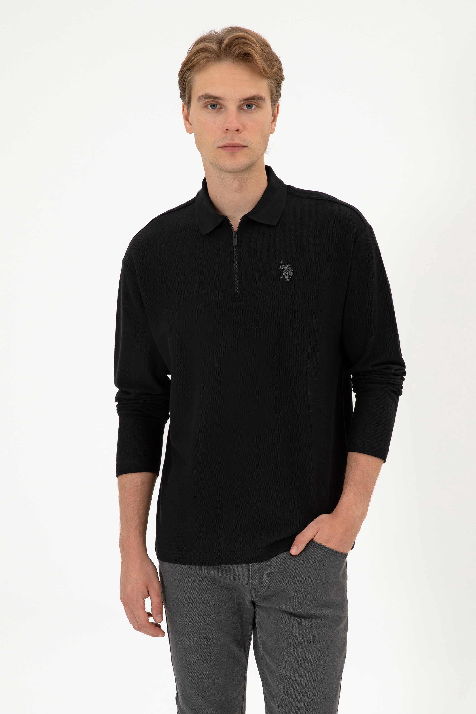 سویشرت سیاه ریلکس مردانه یو اس پولو | US POLO ASSN