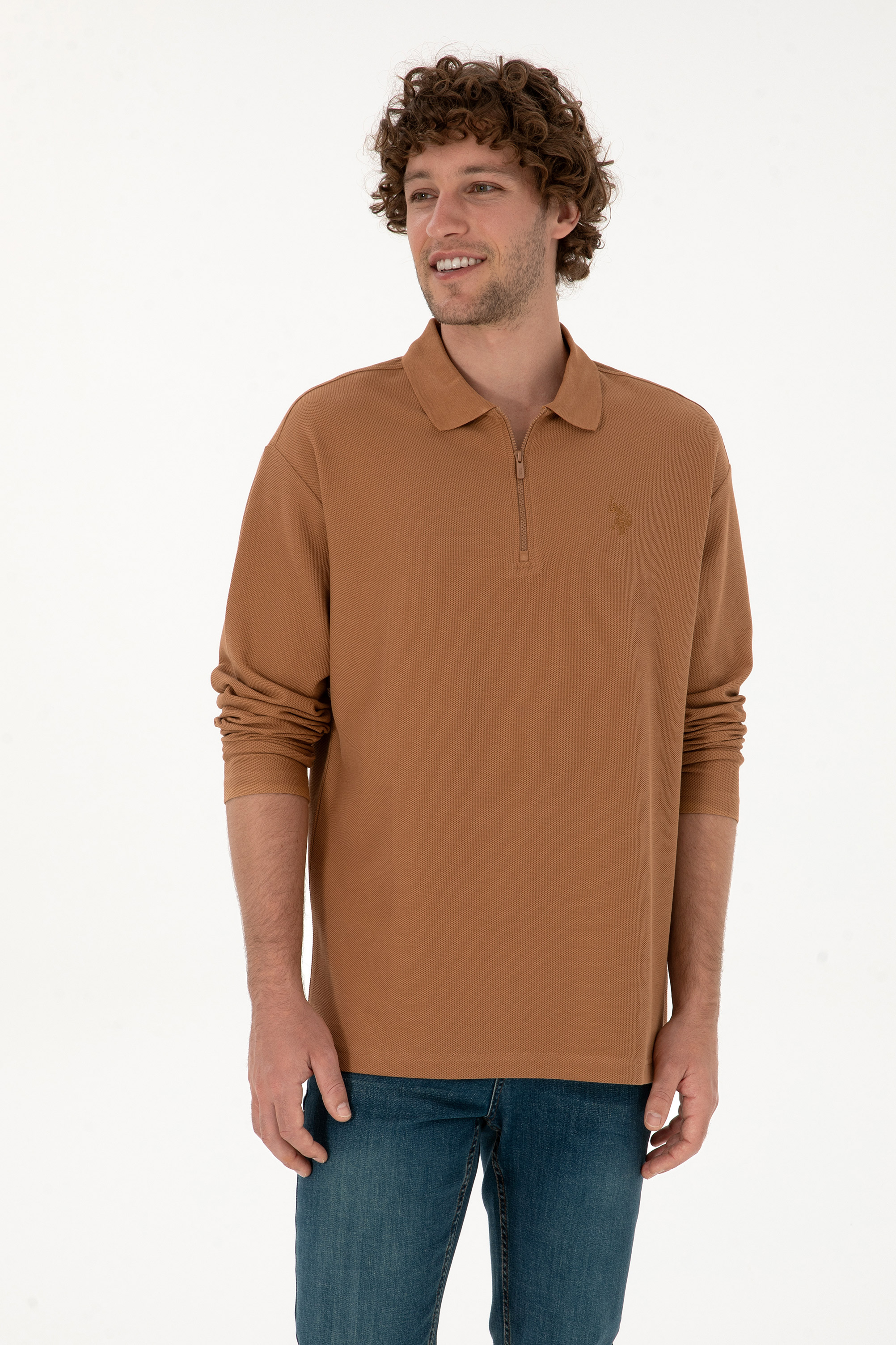 سویشرت شتری ریلکس مردانه یو اس پولو | US POLO ASSN