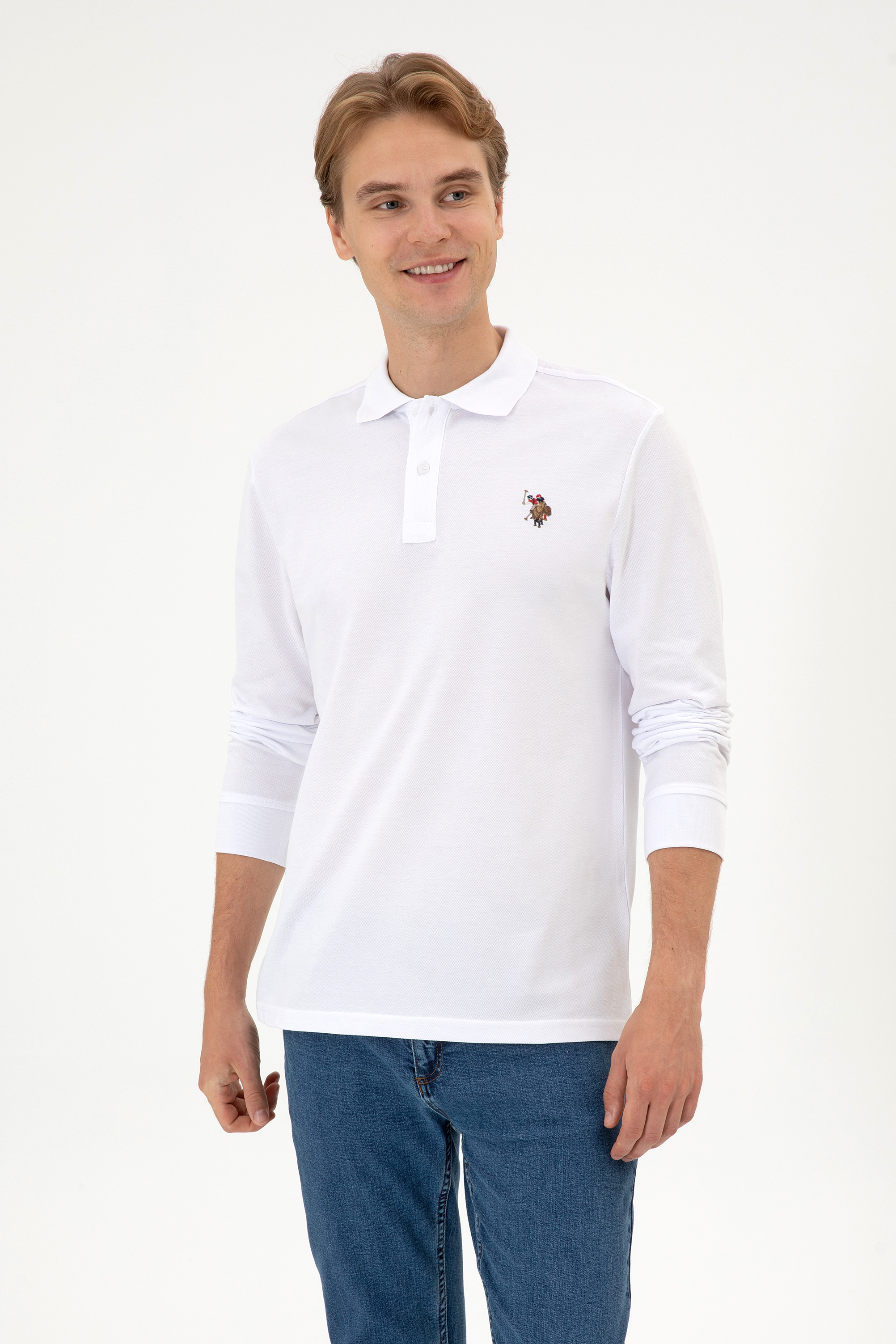 سویشرت بیسیک سفید رگولار مردانه یو اس پولو | US POLO ASSN