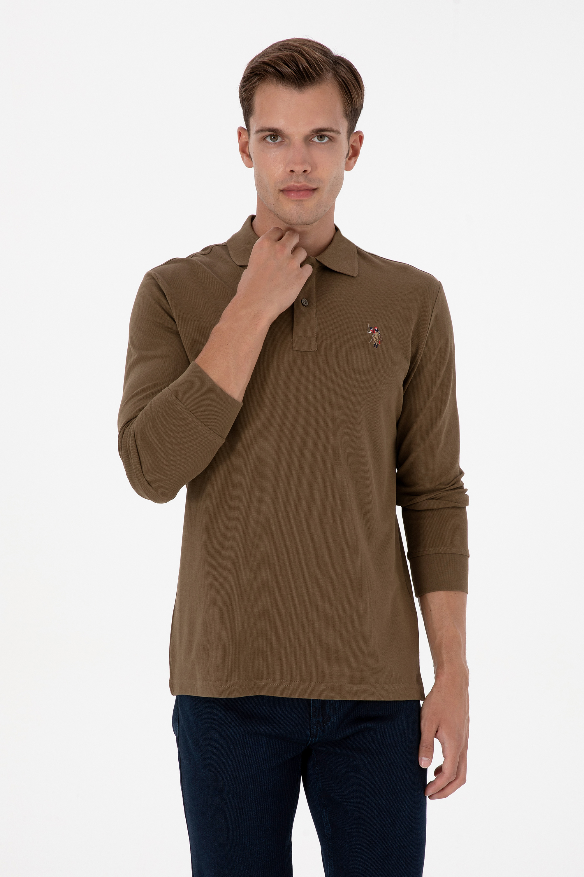 سویشرت بیسیک خاکی رگولار مردانه یو اس پولو | US POLO ASSN