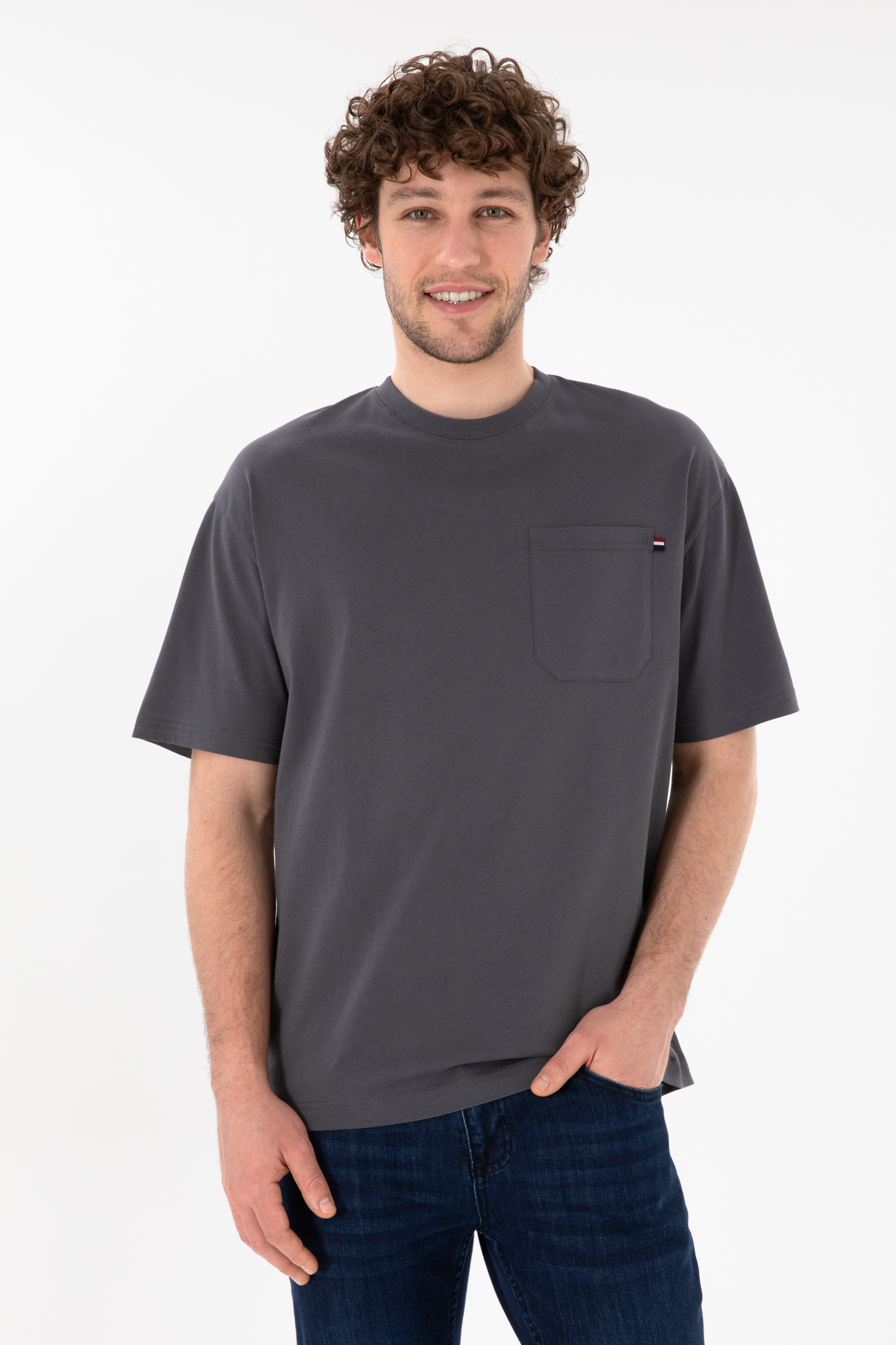 تی شرت یقه گرد زغالی ریلکس مردانه یو اس پولو | US POLO ASSN