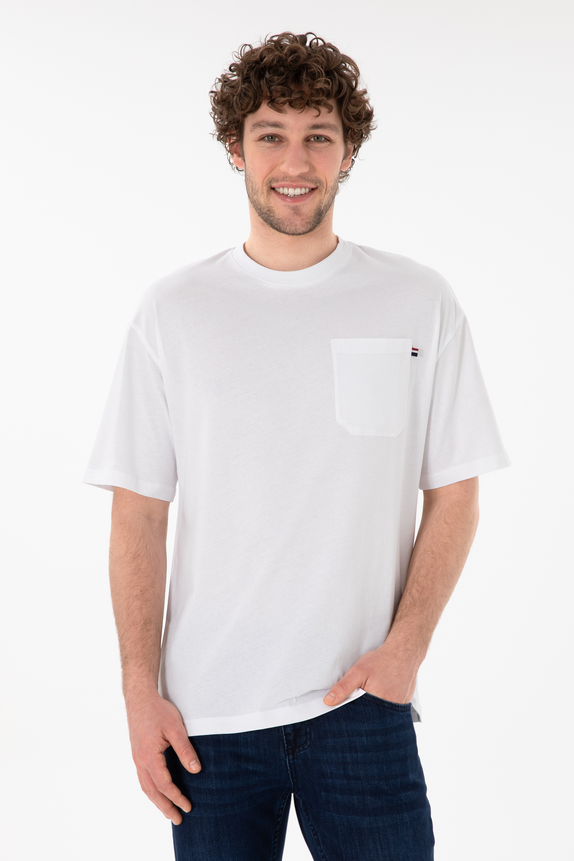 تی شرت یقه گرد سفید ریلکس مردانه یو اس پولو | US POLO ASSN