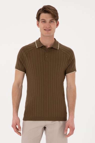 تی شرت یقه گرد خاکی  اندامی  مردانه یو اس پولو | US POLO ASSN