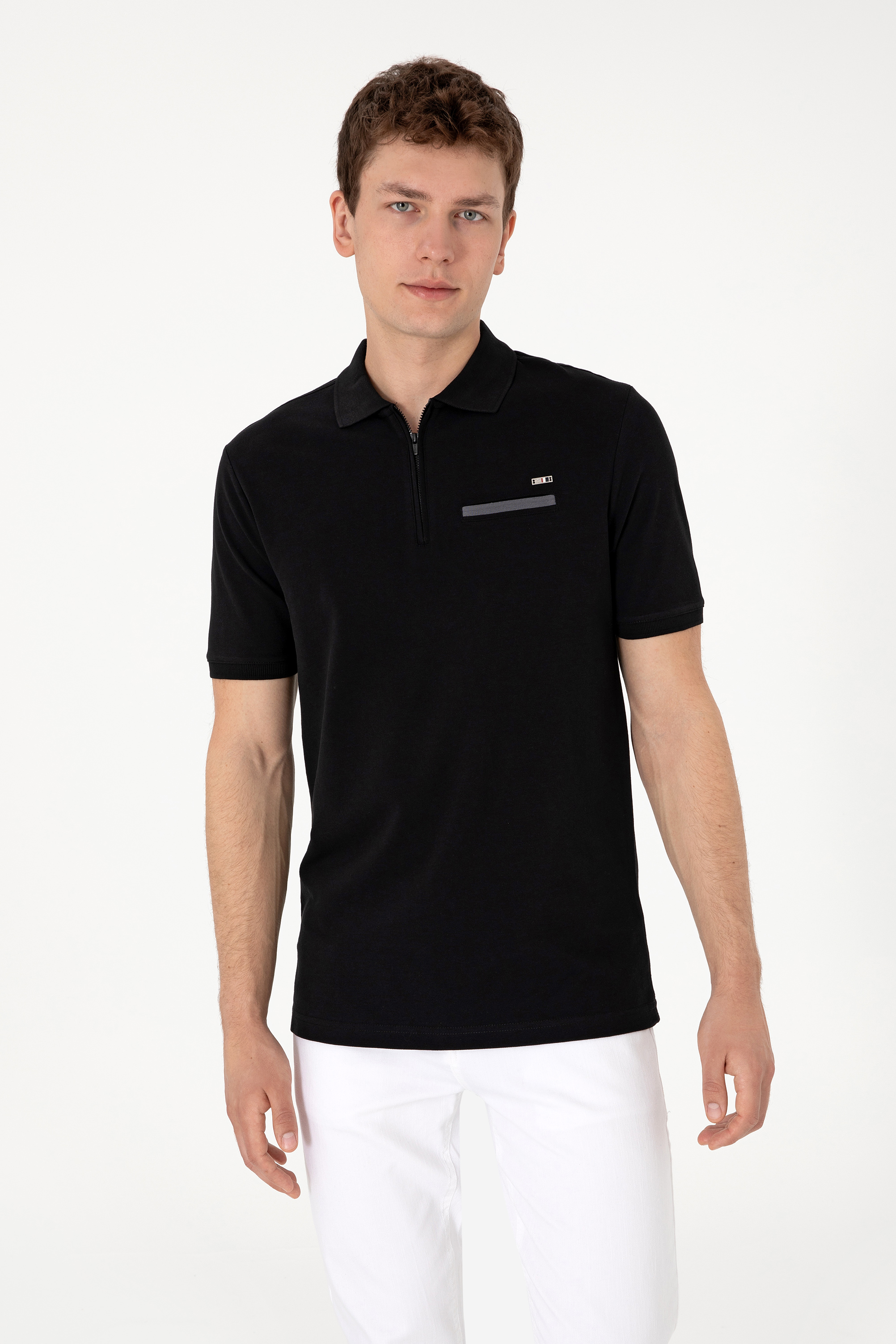 تی شرت یقه پولو سیاه رگولار مردانه یو اس پولو | US POLO ASSN