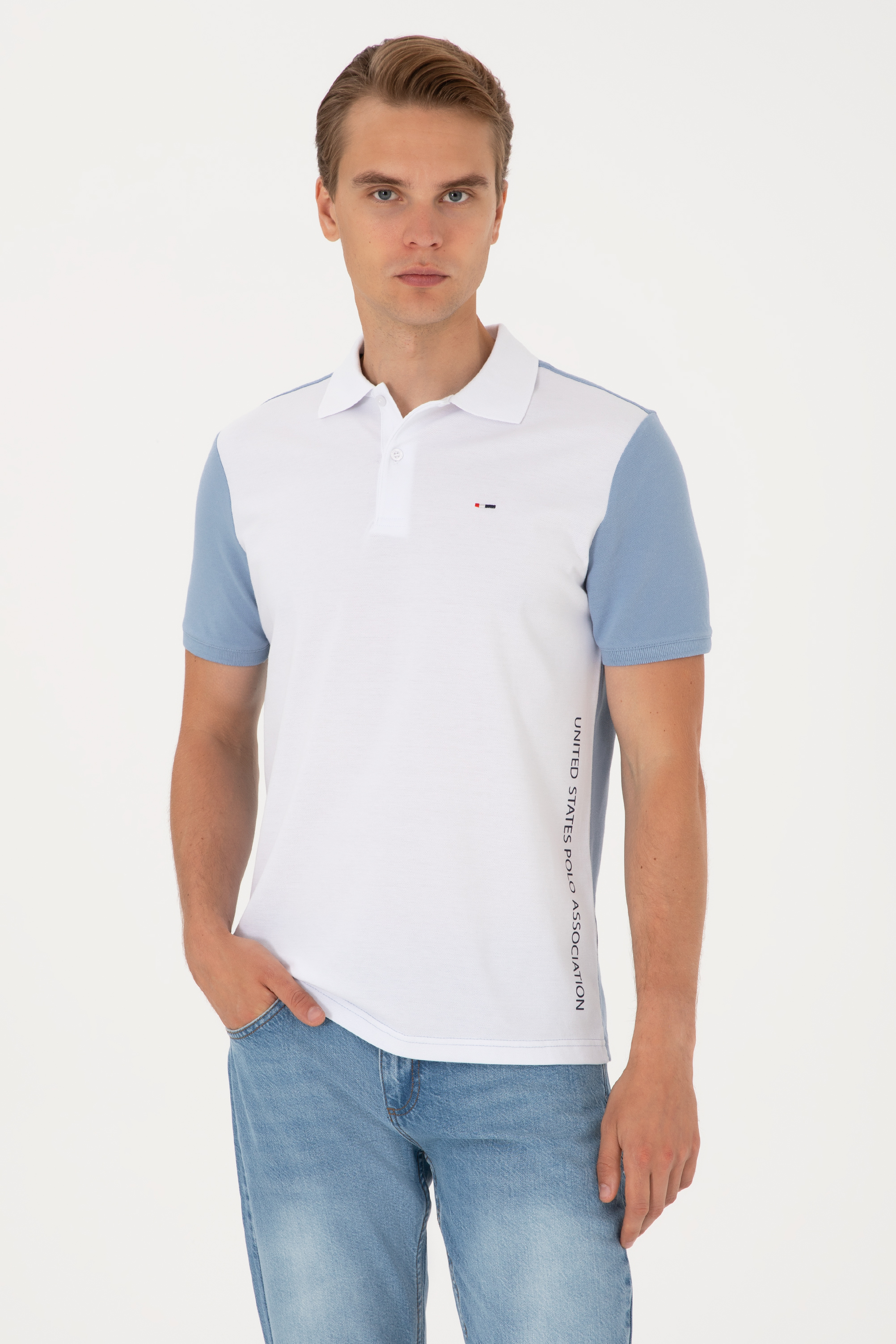 تی شرت یقه پولو آبی رگولار مردانه یو اس پولو | US POLO ASSN