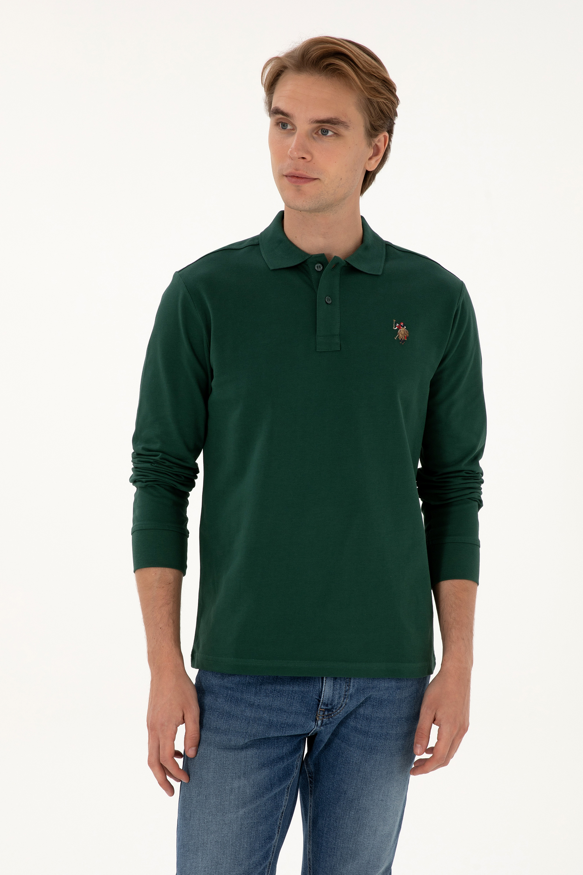 سویشرت بیسیک سبز تیره رگولار مردانه یو اس پولو | US POLO ASSN