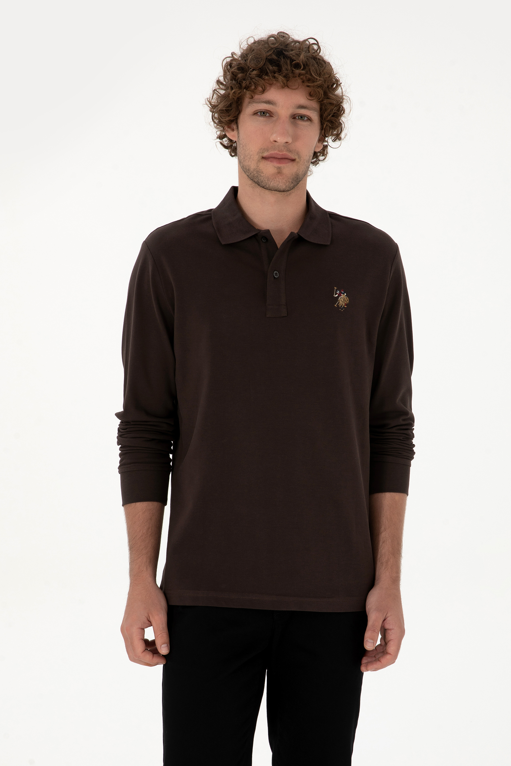 سویشرت بیسیک قهوه ای تیره رگولار مردانه یو اس پولو | US POLO ASSN