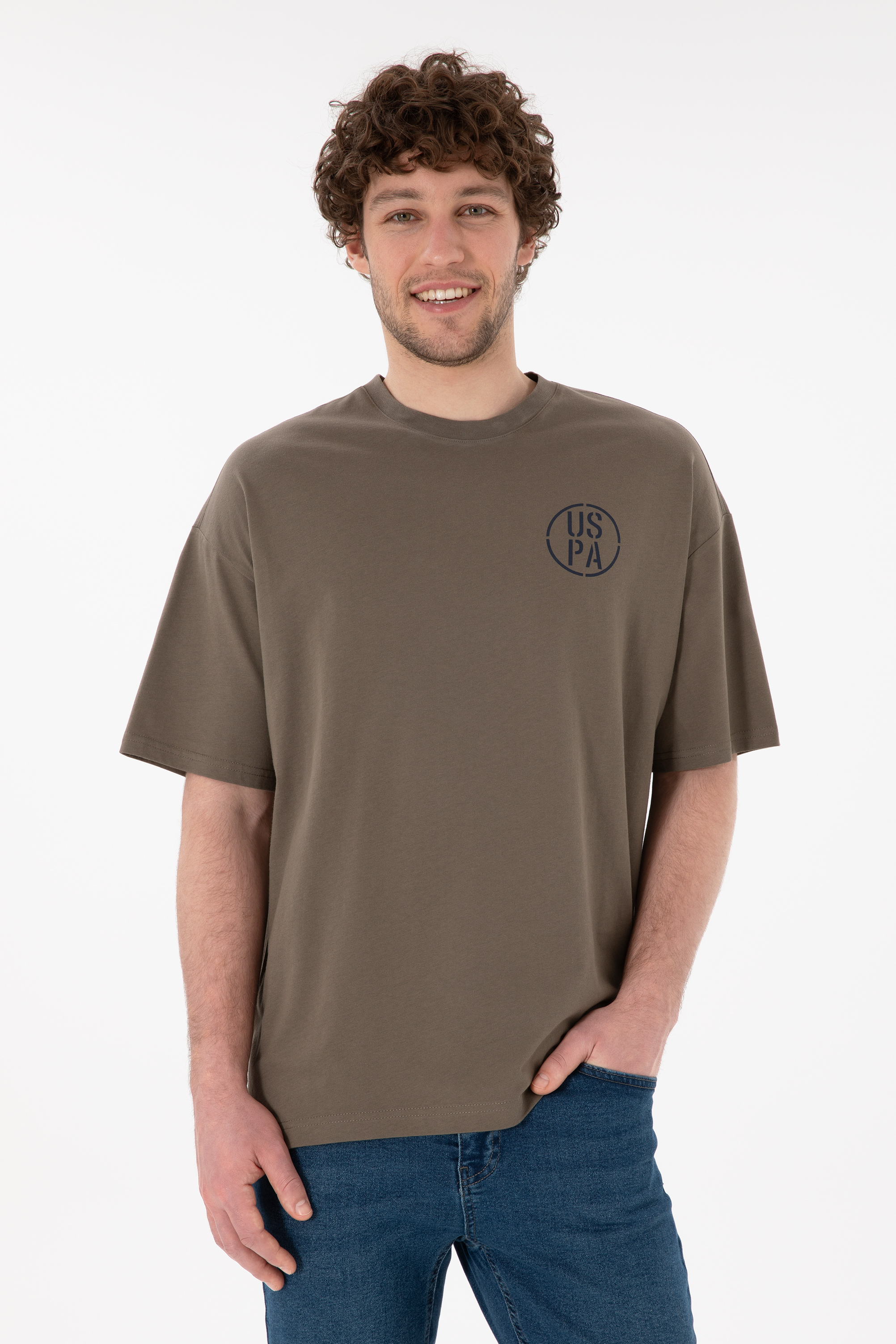 تی شرت یقه گرد ویزون Oversize آستین کوتاه مردانه یو اس پولو | US POLO ASSN
