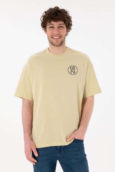 تی شرت یقه گرد خاکی روشن  Oversize آستین کوتاه مردانه یو اس پولو | US POLO ASSN