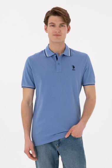 تی شرت بیسیک یقه پولو آبی تیره  رگولار  مردانه یو اس پولو | US POLO ASSN