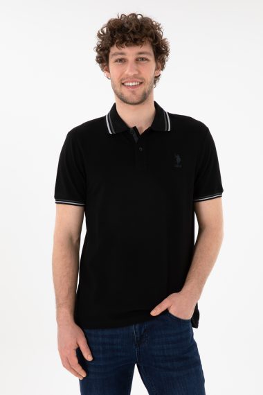 تی شرت بیسیک یقه پولو سیاه  رگولار  مردانه یو اس پولو | US POLO ASSN