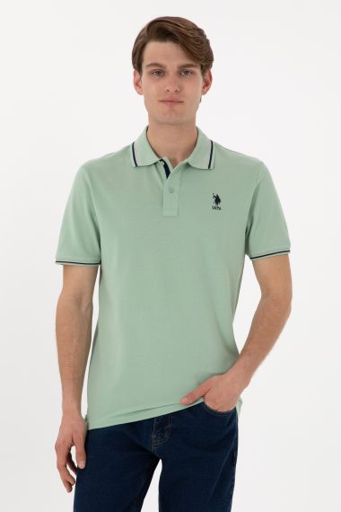 تی شرت بیسیک یقه پولو سبزآبی  رگولار  مردانه یو اس پولو | US POLO ASSN