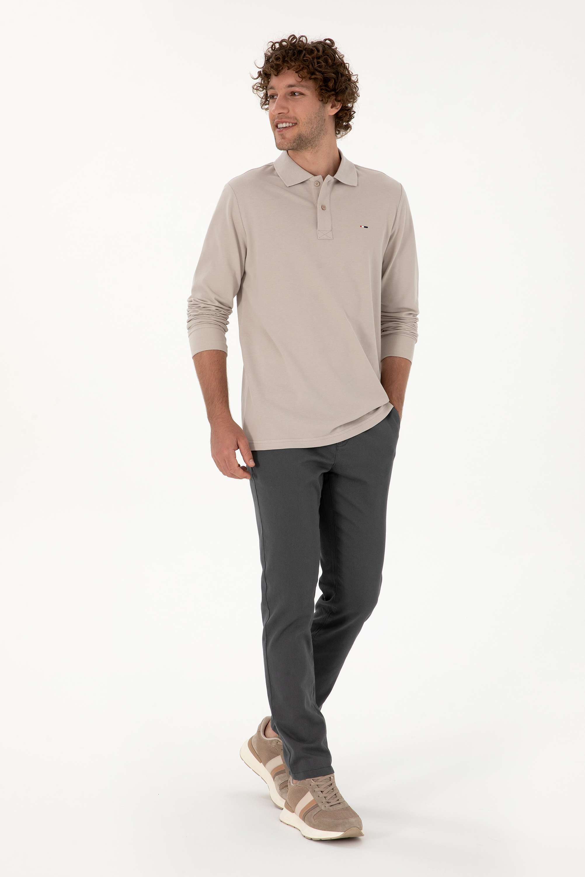 شلوار کانواس خاکستری اندامی مردانه یو اس پولو | US POLO ASSN