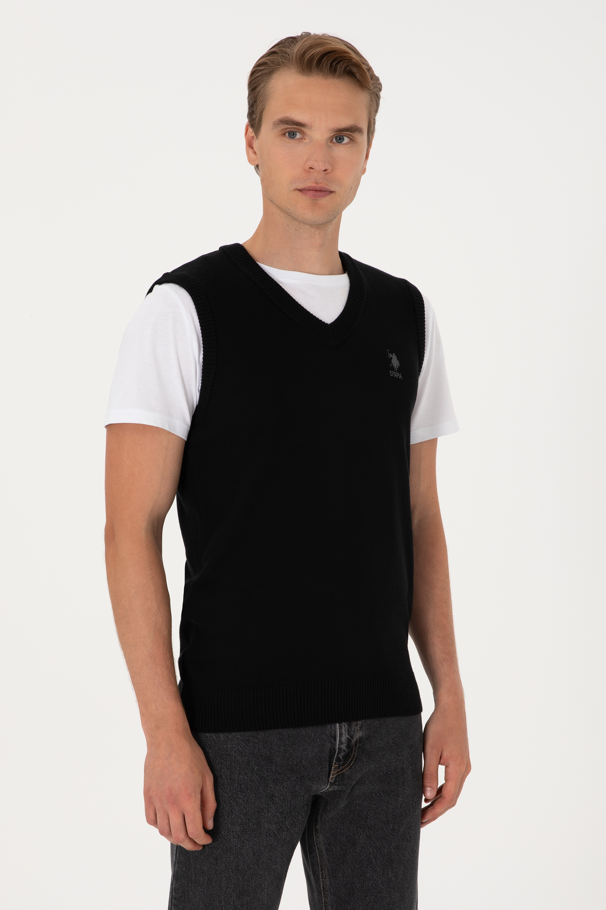 پلیور سیاه رگولار مردانه یو اس پولو | US POLO ASSN