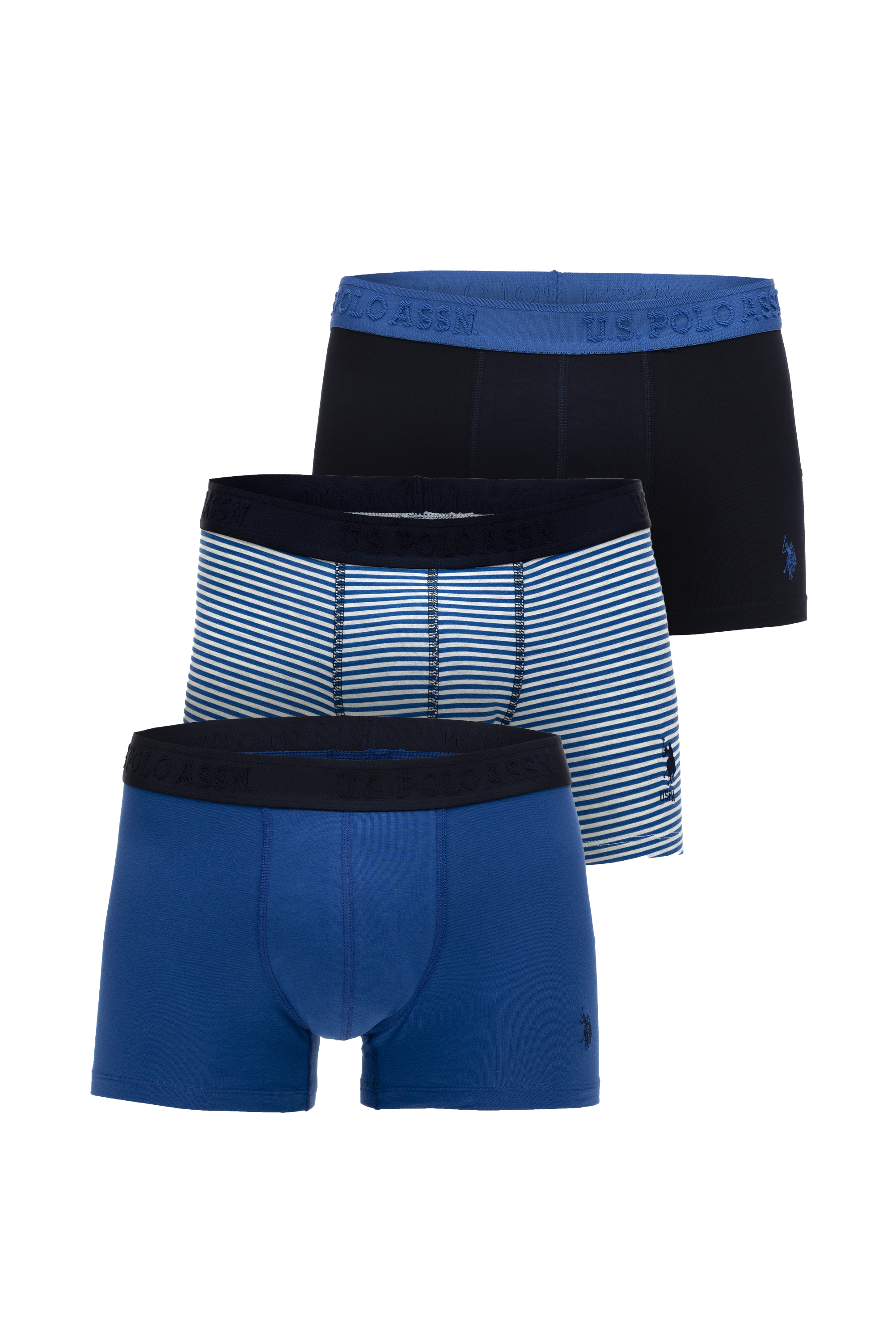 سه عدد ست باکسر آبی استاندارد فیت مردانه یو اس پولو | US POLO ASSN