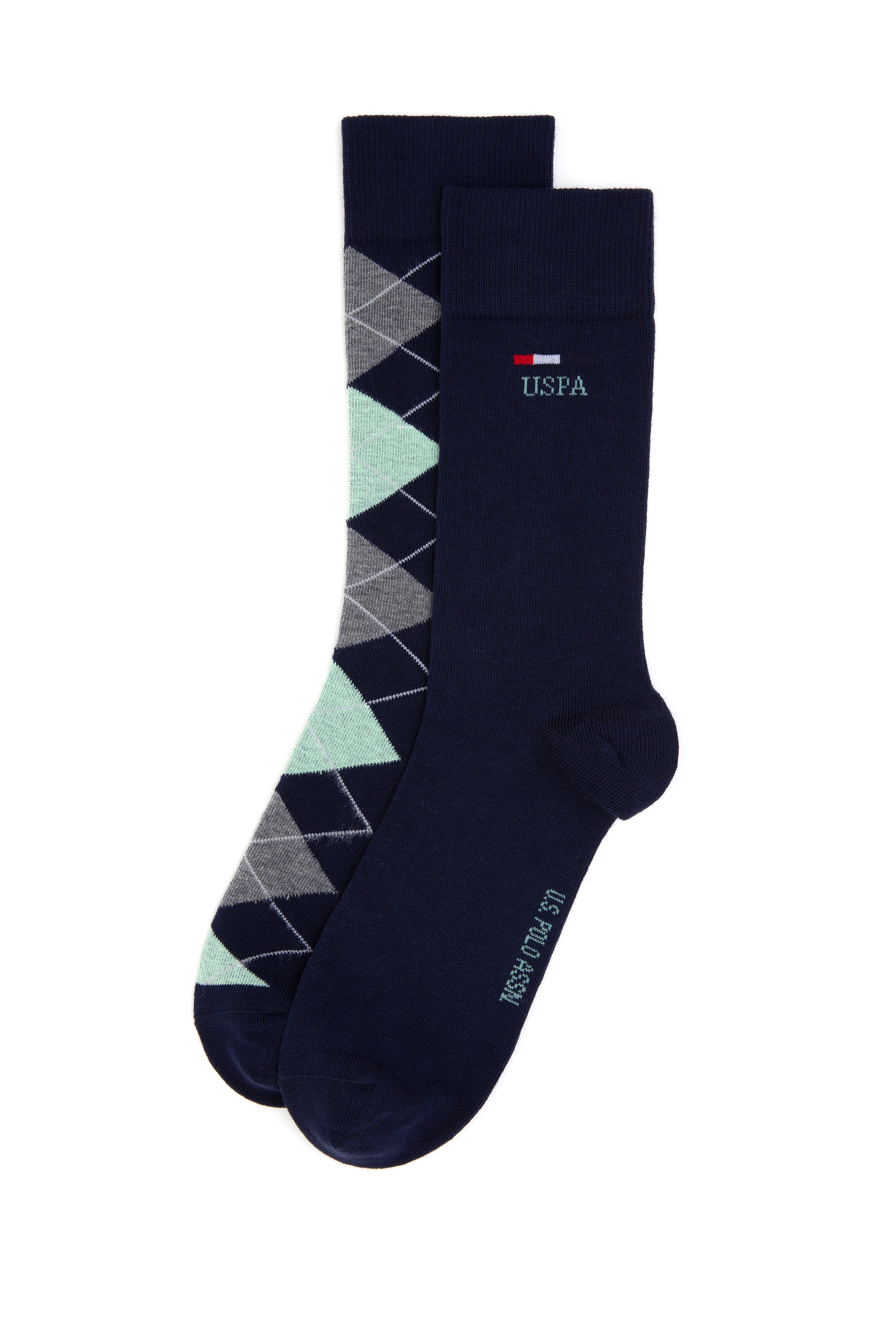 دو عدد جوراب سبزآبی رگولار مردانه یو اس پولو | US POLO ASSN