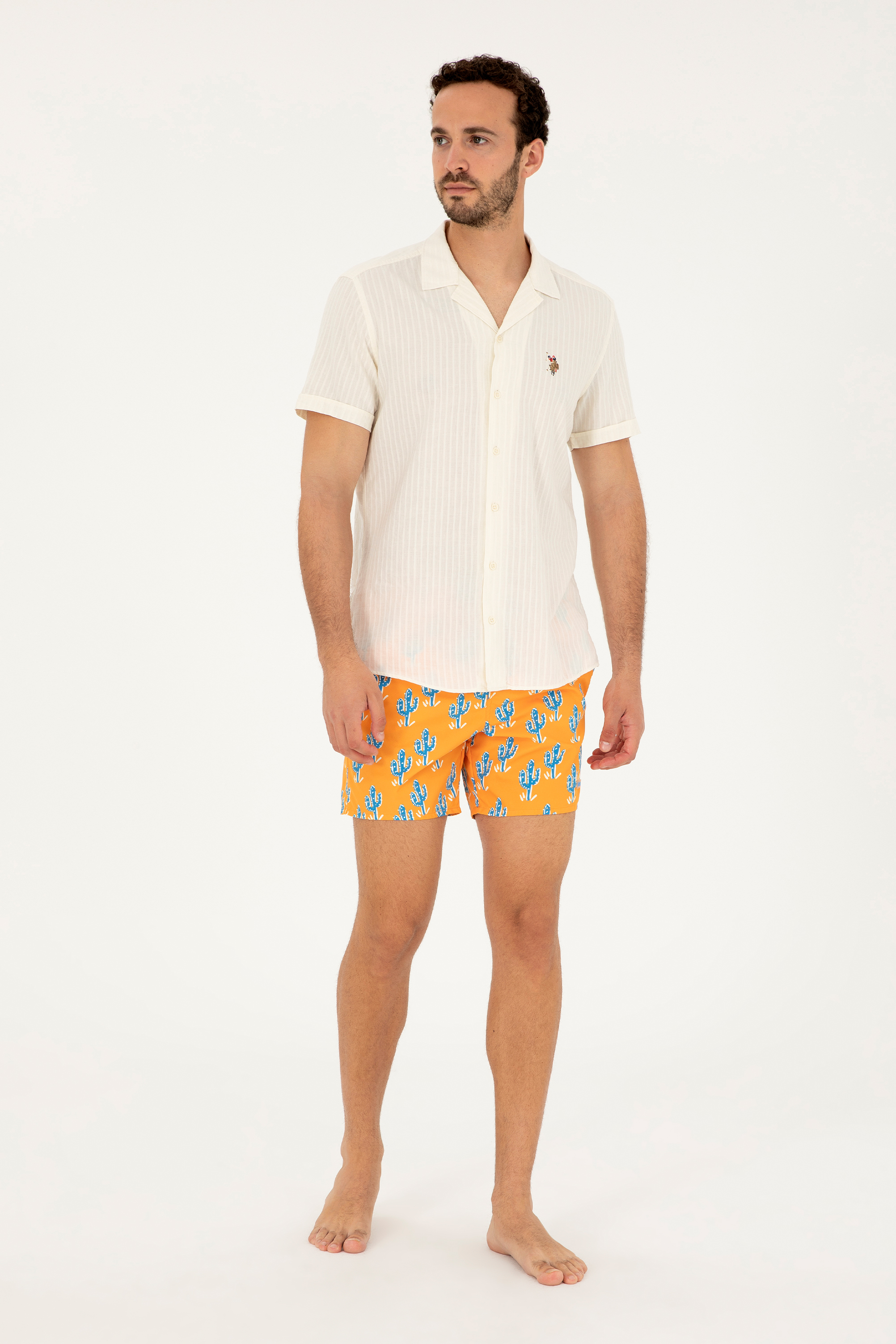 شورت مایو نارنجی استاندارد فیت مردانه یو اس پولو | US POLO ASSN