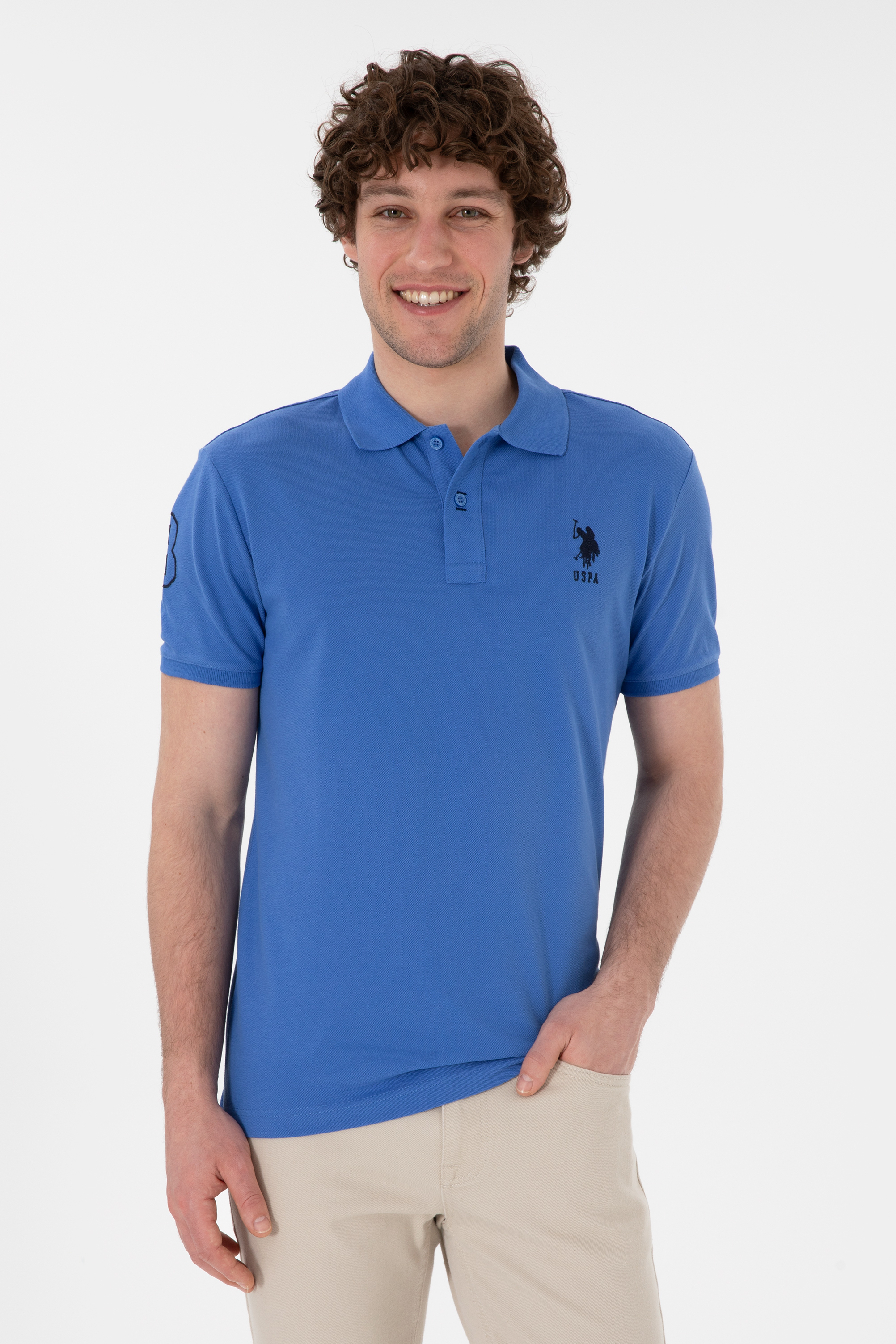 تی شرت بیسیک یقه پولو نیلی اندامی مردانه یو اس پولو | US POLO ASSN