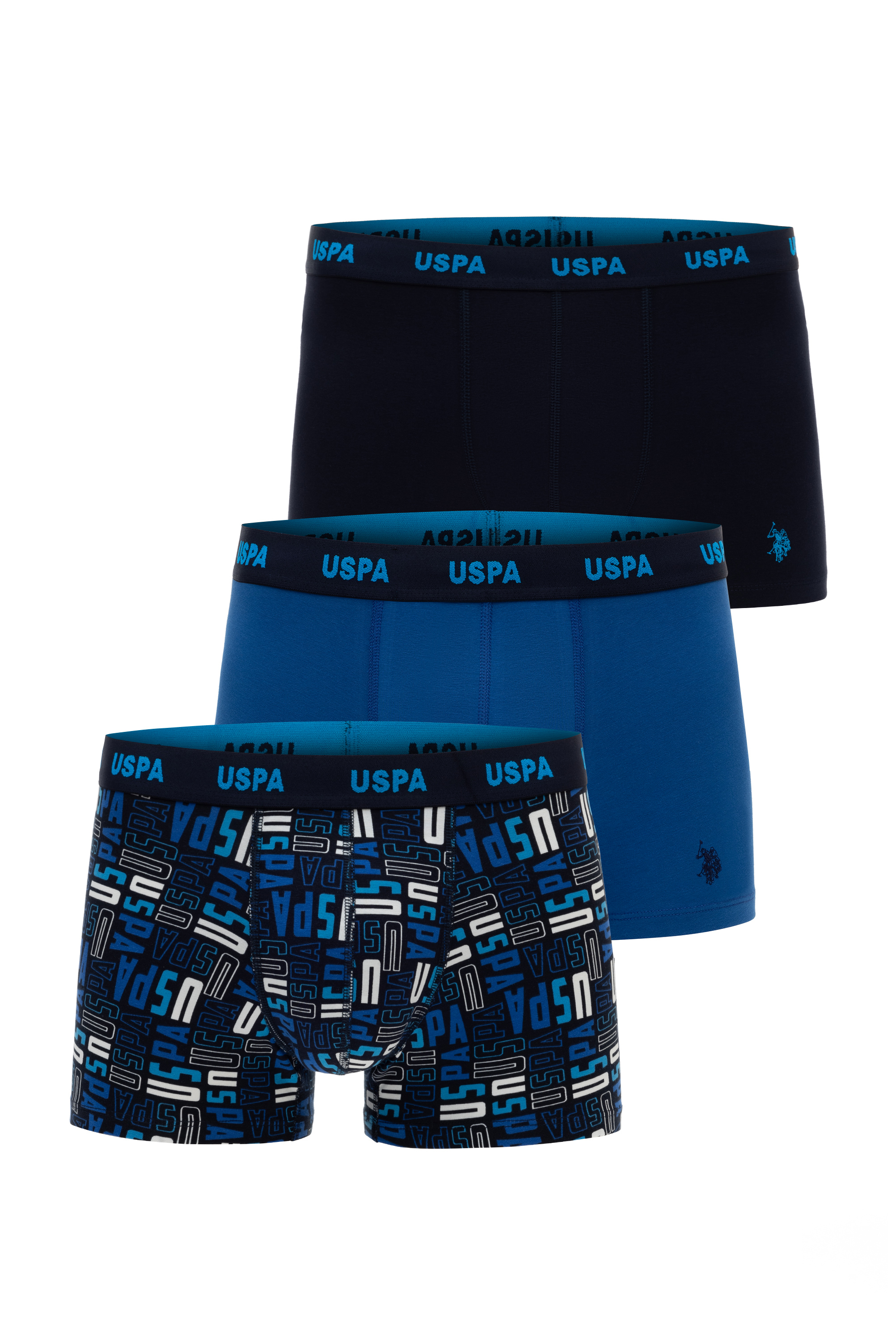 ست باکسر سه عدد لاجورد استاندارد فیت مردانه یو اس پولو | US POLO ASSN