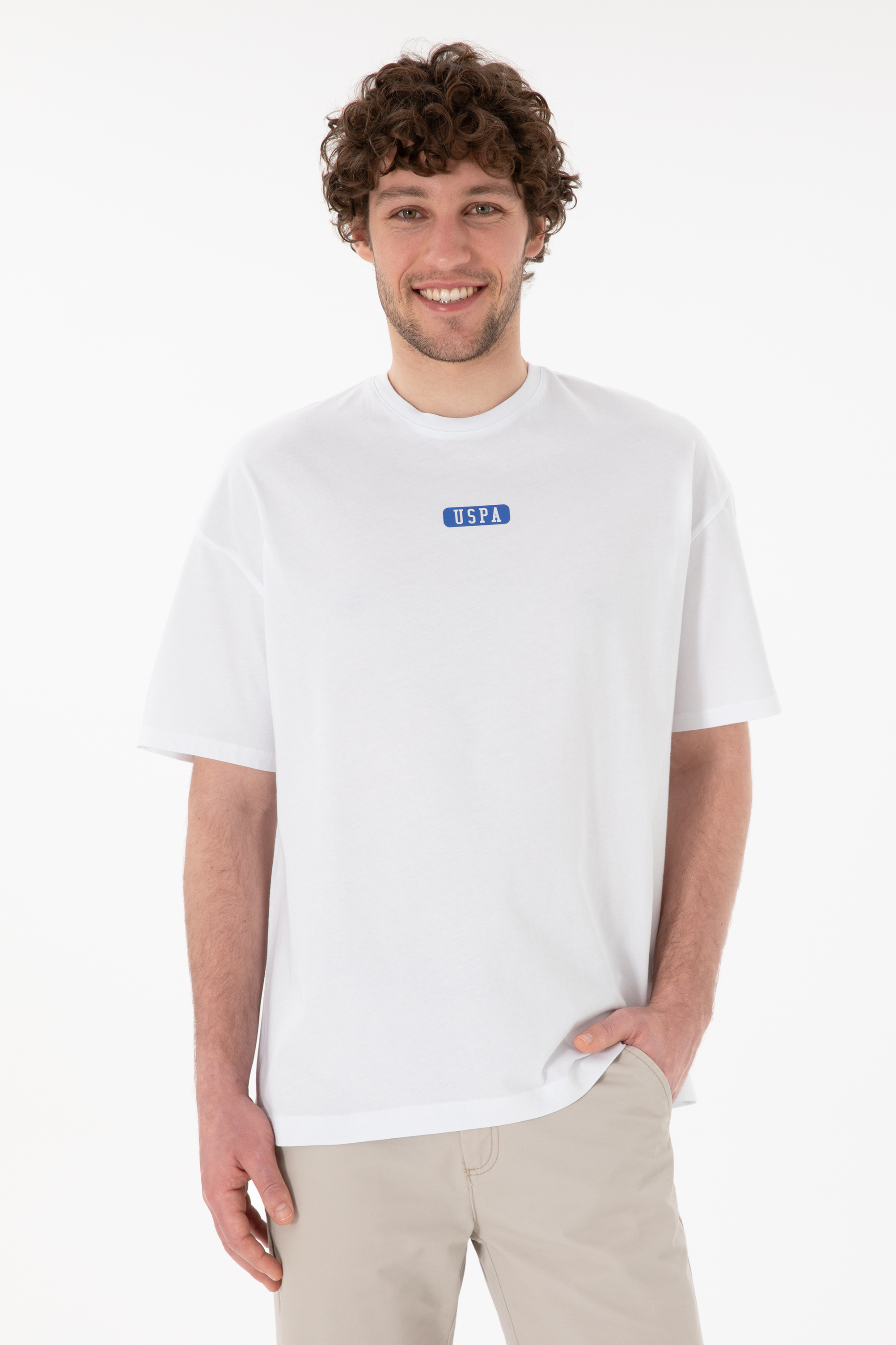 تی شرت یقه گرد سفید Oversize آستین کوتاه مردانه یو اس پولو | US POLO ASSN