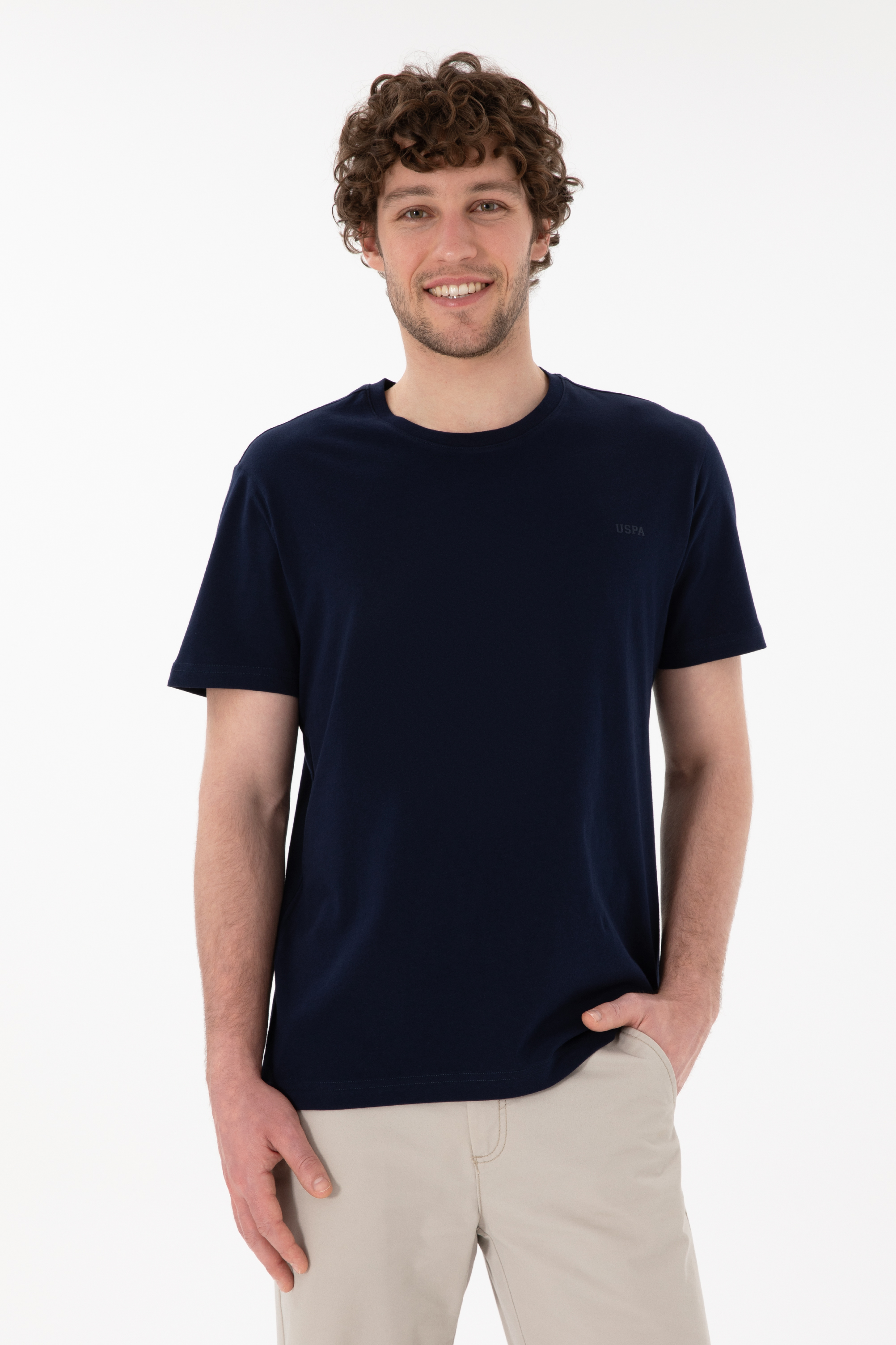 تی شرت بیسیک یقه گرد لاجورد رگولار آستین کوتاه مردانه یو اس پولو | US POLO ASSN