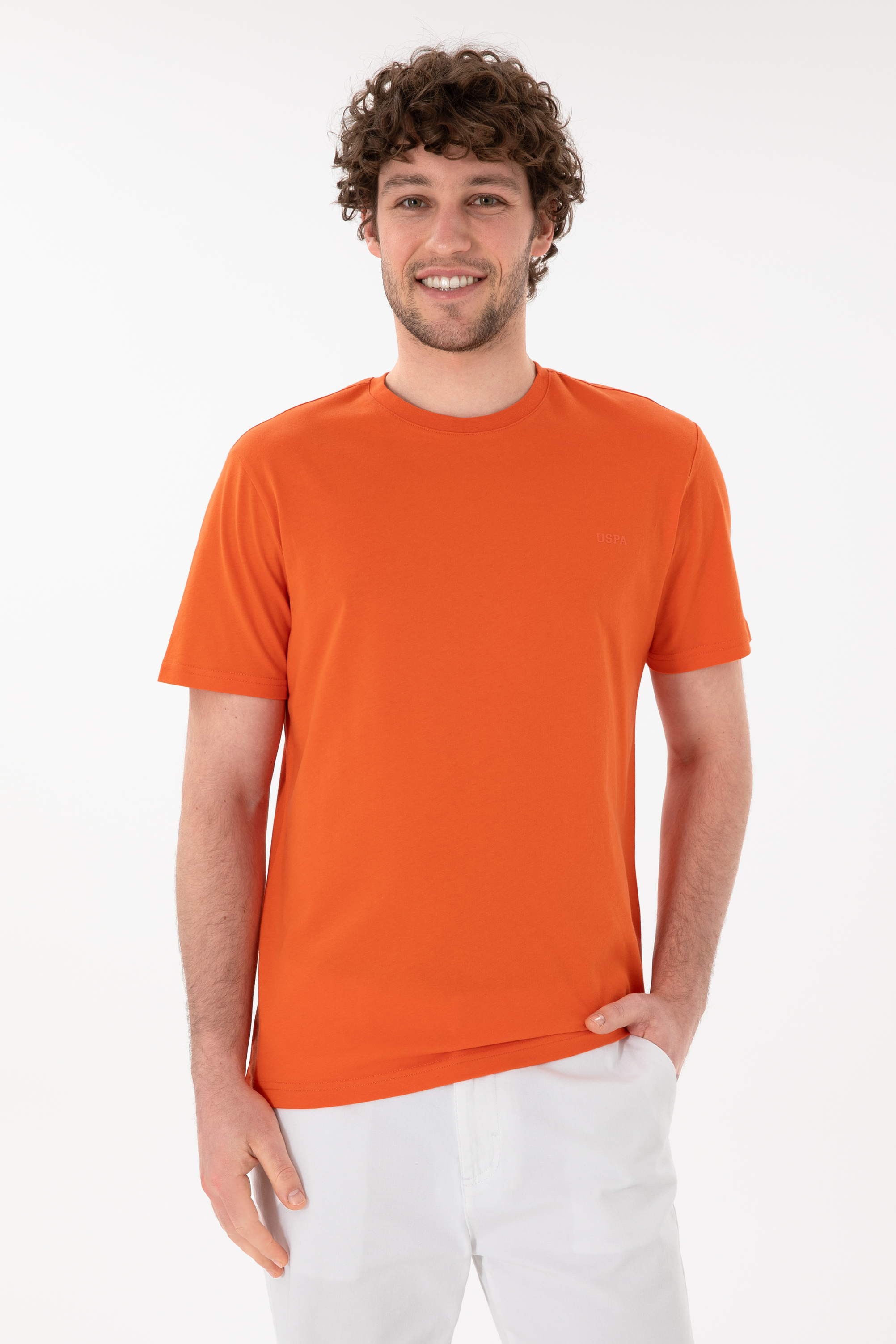 تی شرت بیسیک یقه گرد گل اناری رگولار آستین کوتاه مردانه یو اس پولو | US POLO ASSN