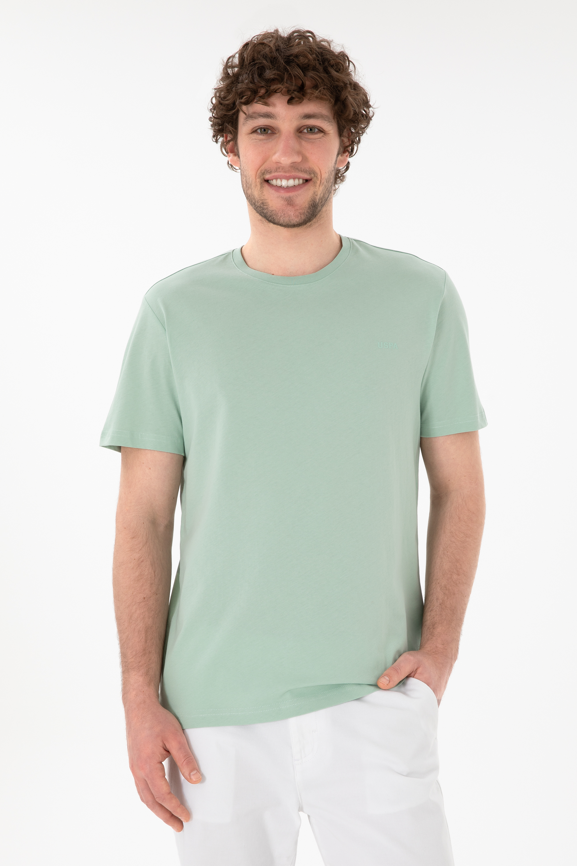 تی شرت بیسیک یقه گرد سبزآبی رگولار آستین کوتاه مردانه یو اس پولو | US POLO ASSN