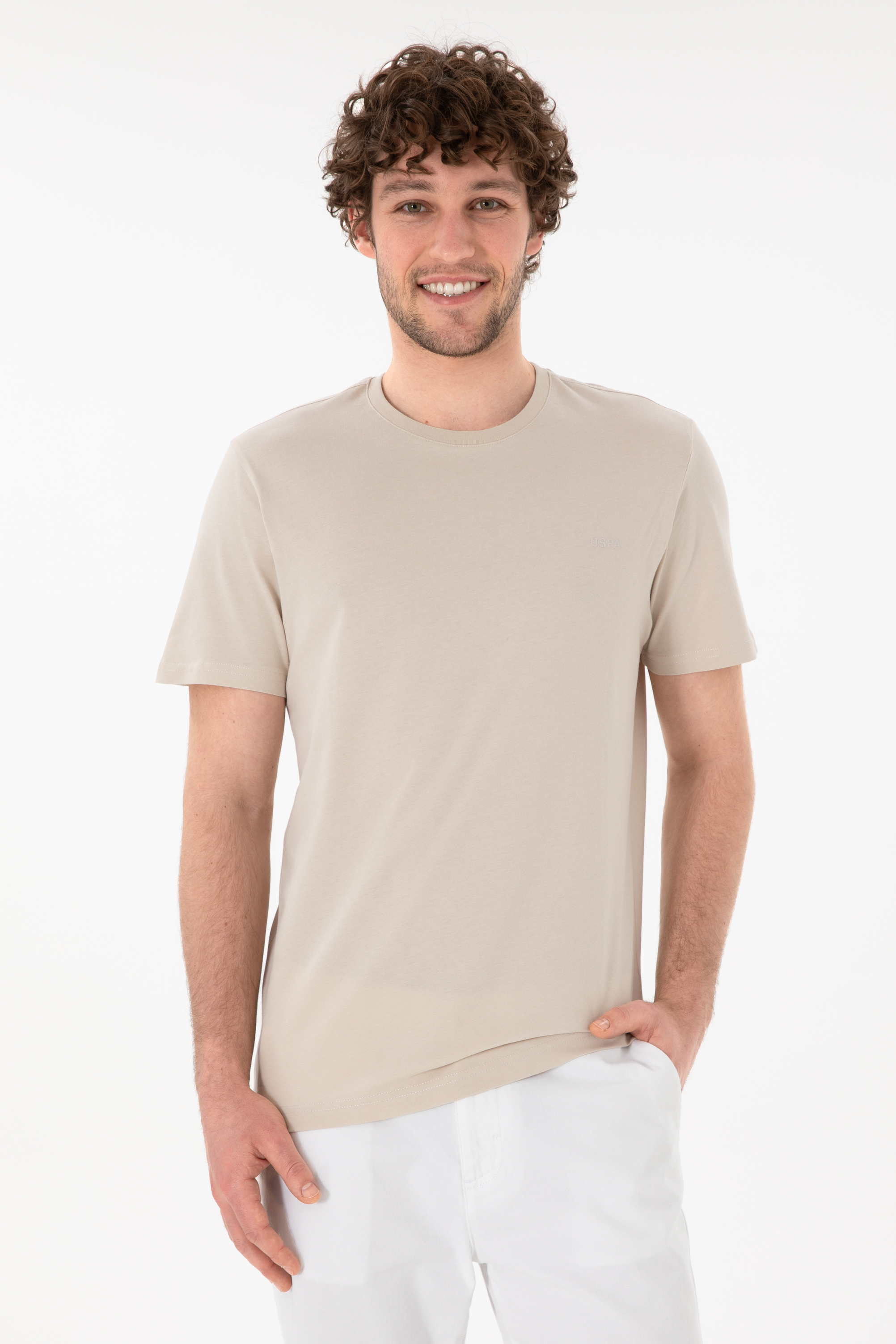 تی شرت بیسیک یقه گرد خاکستری رگولار آستین کوتاه مردانه یو اس پولو | US POLO ASSN