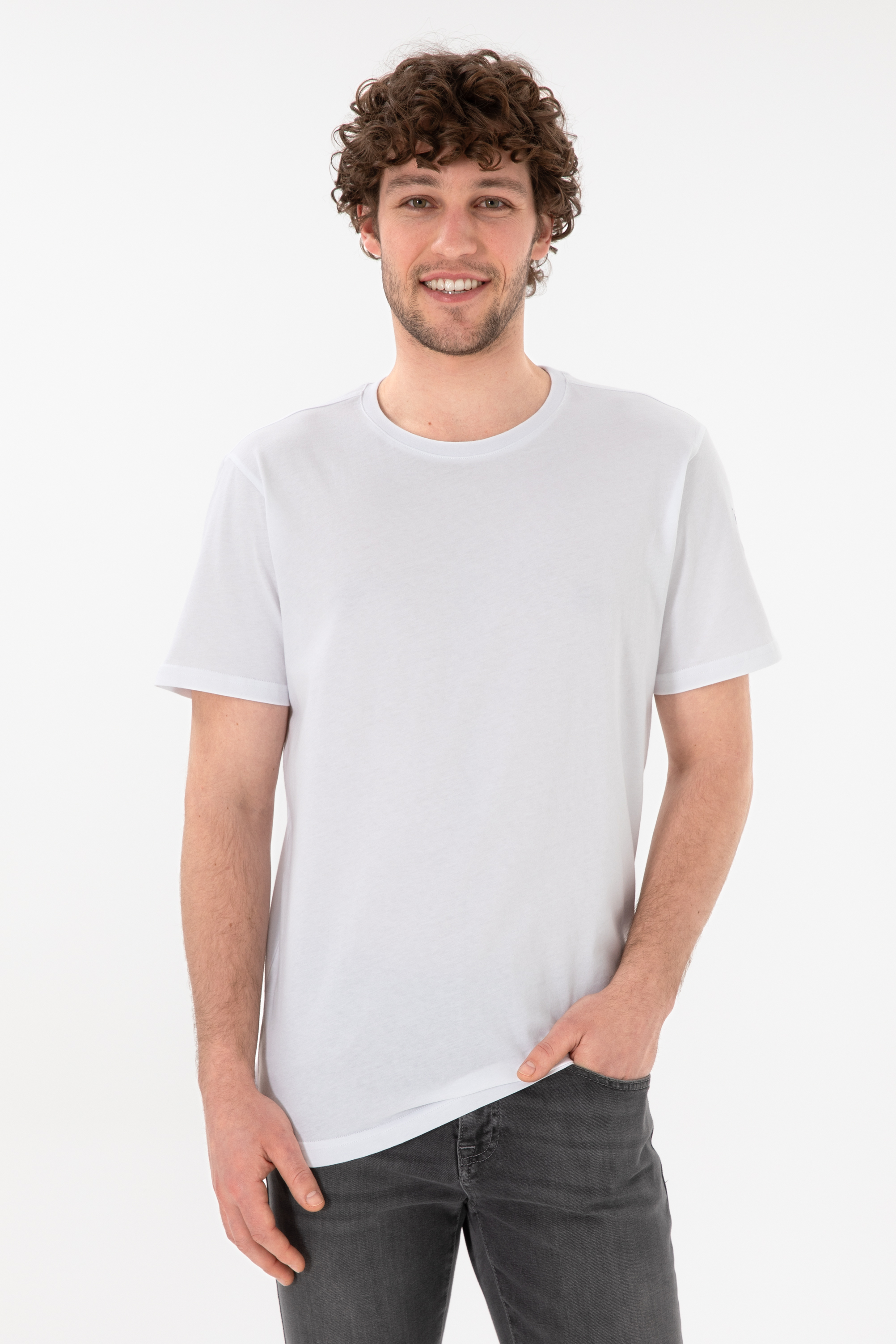 تی شرت بیسیک یقه گرد سفید رگولار آستین کوتاه مردانه یو اس پولو | US POLO ASSN