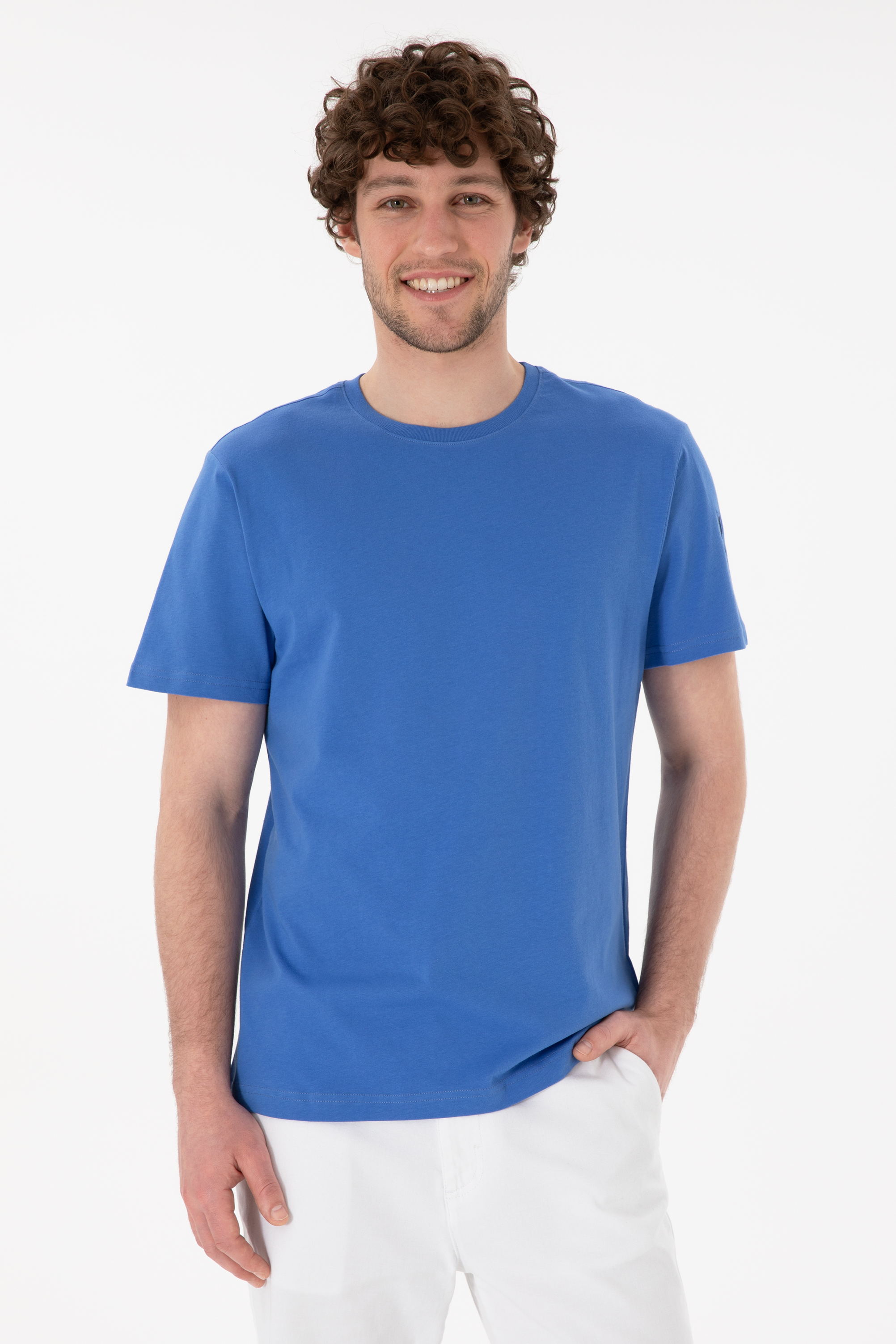 تی شرت بیسیک یقه گرد نیلی رگولار آستین کوتاه مردانه یو اس پولو | US POLO ASSN
