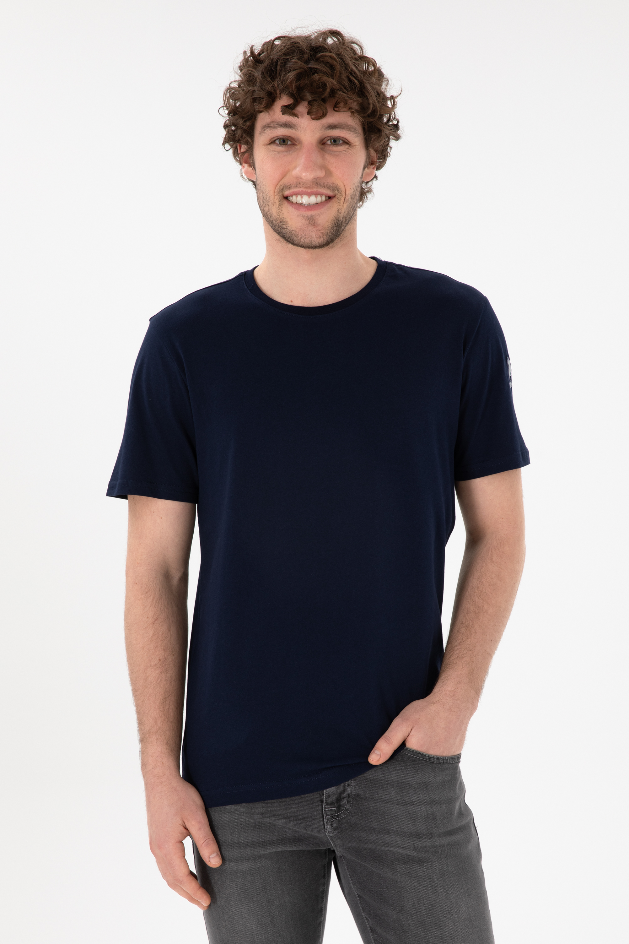 تی شرت بیسیک یقه گرد لاجورد رگولار آستین کوتاه مردانه یو اس پولو | US POLO ASSN