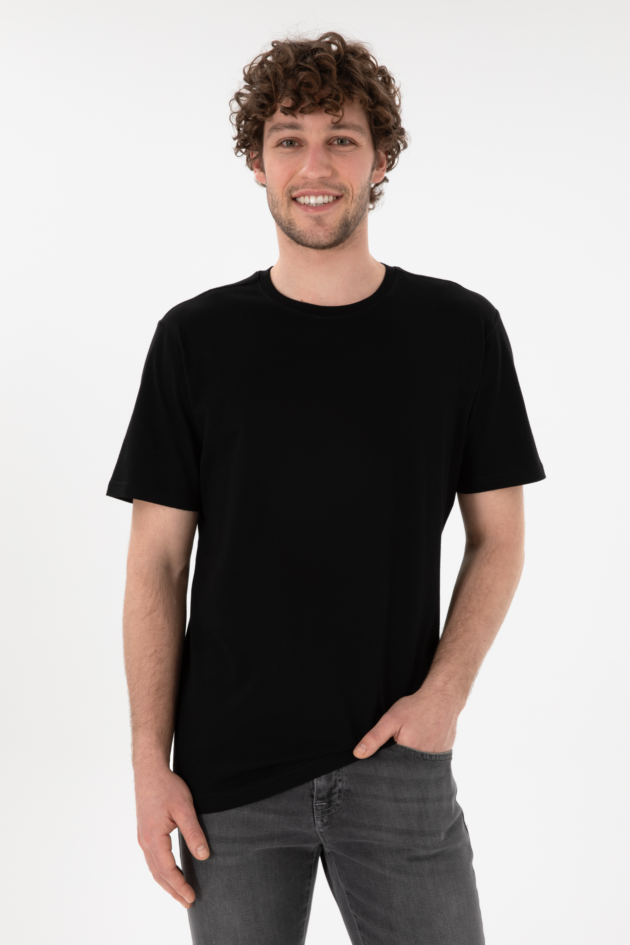 تی شرت بیسیک یقه گرد سیاه رگولار آستین کوتاه مردانه یو اس پولو | US POLO ASSN